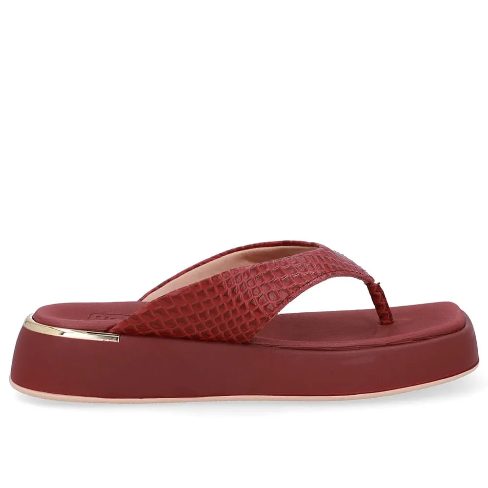 Chinelo Plataforma Couro Vermelho Vermelho