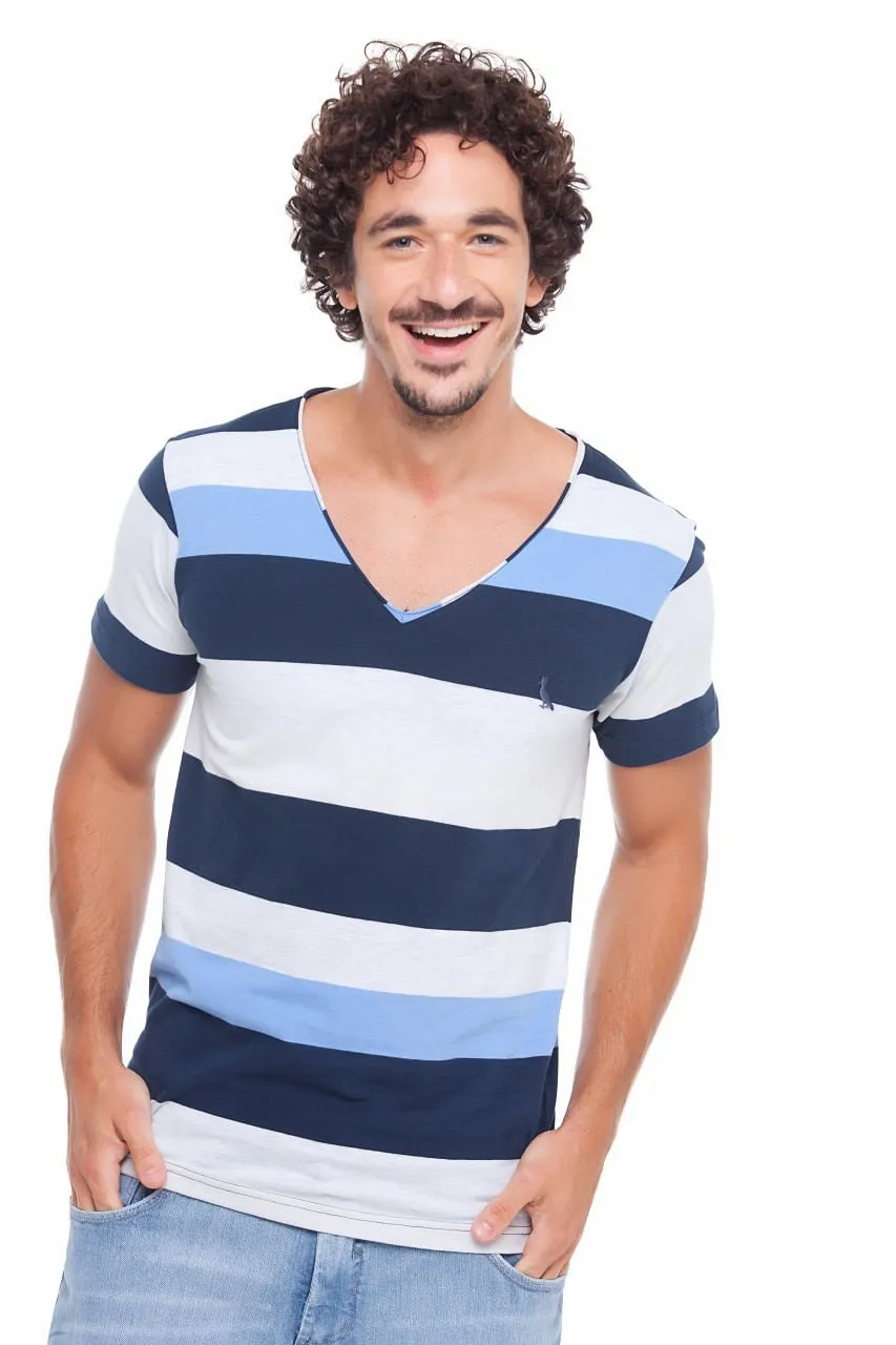 T-SHIRT GOLA V LISTRA JAZZ