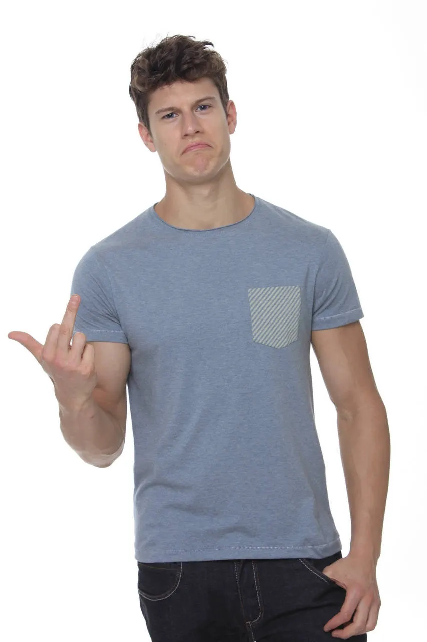 T-SHIRT MELANGE BOLSO LISTRAS