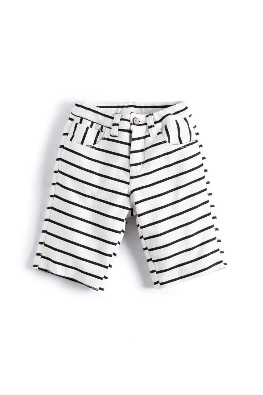 Bermuda Mini Moletom Listrado Flat | Mini