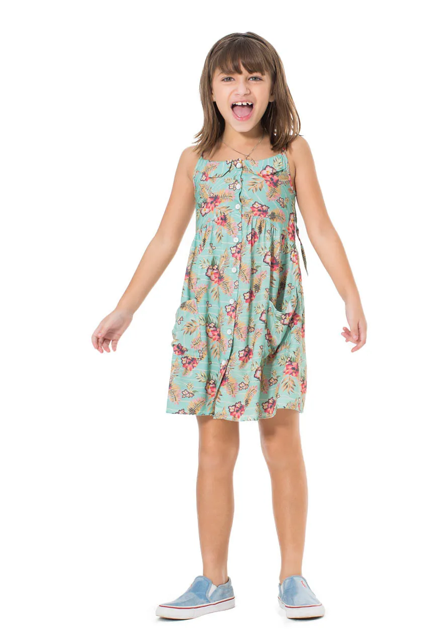 Vestido Hibisco Listrado Menina | Mini