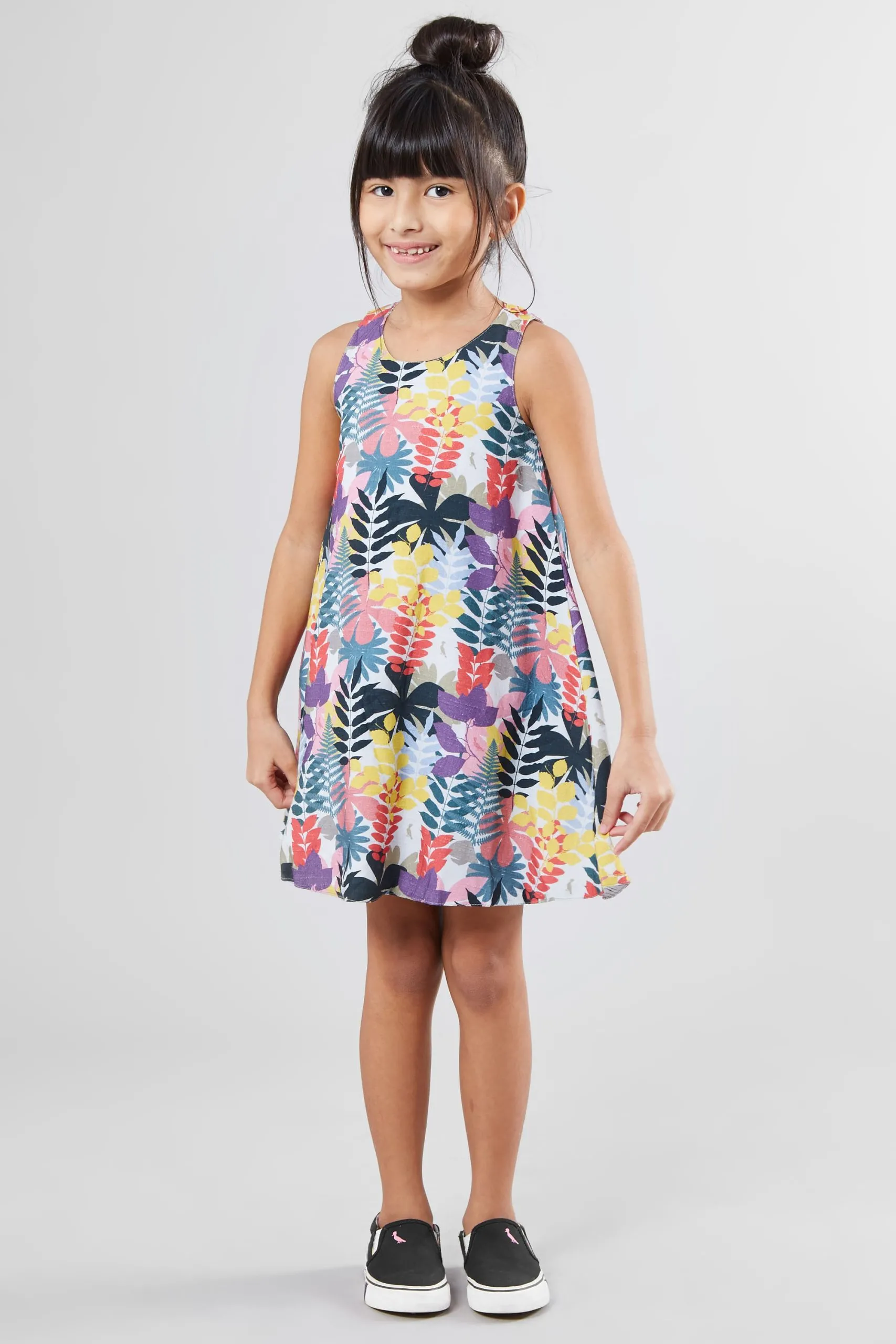 Vestido Dupla Face Listra Floresta | Mini