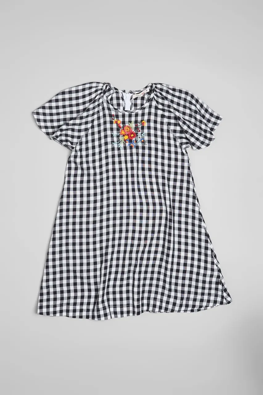 Vestido Xadrez Bordado | Mini