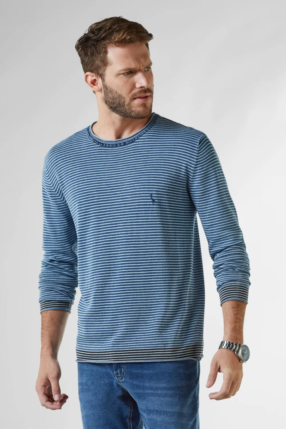 SUETER IMP INDIGO LISTRAS