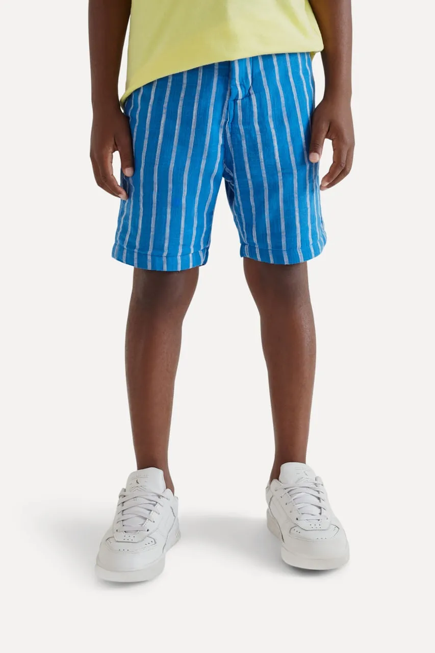 BERMUDA MINI LISTRADA FIO TINTO