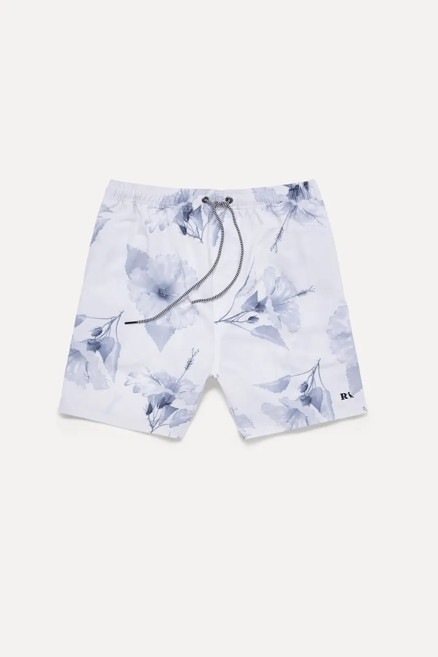 SHORT DE PRAIA HIBISCO BCO