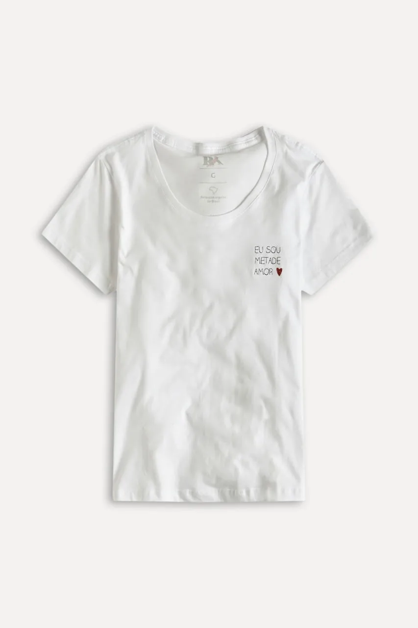 CAMISETA EU SOU METADE AMOR FEM