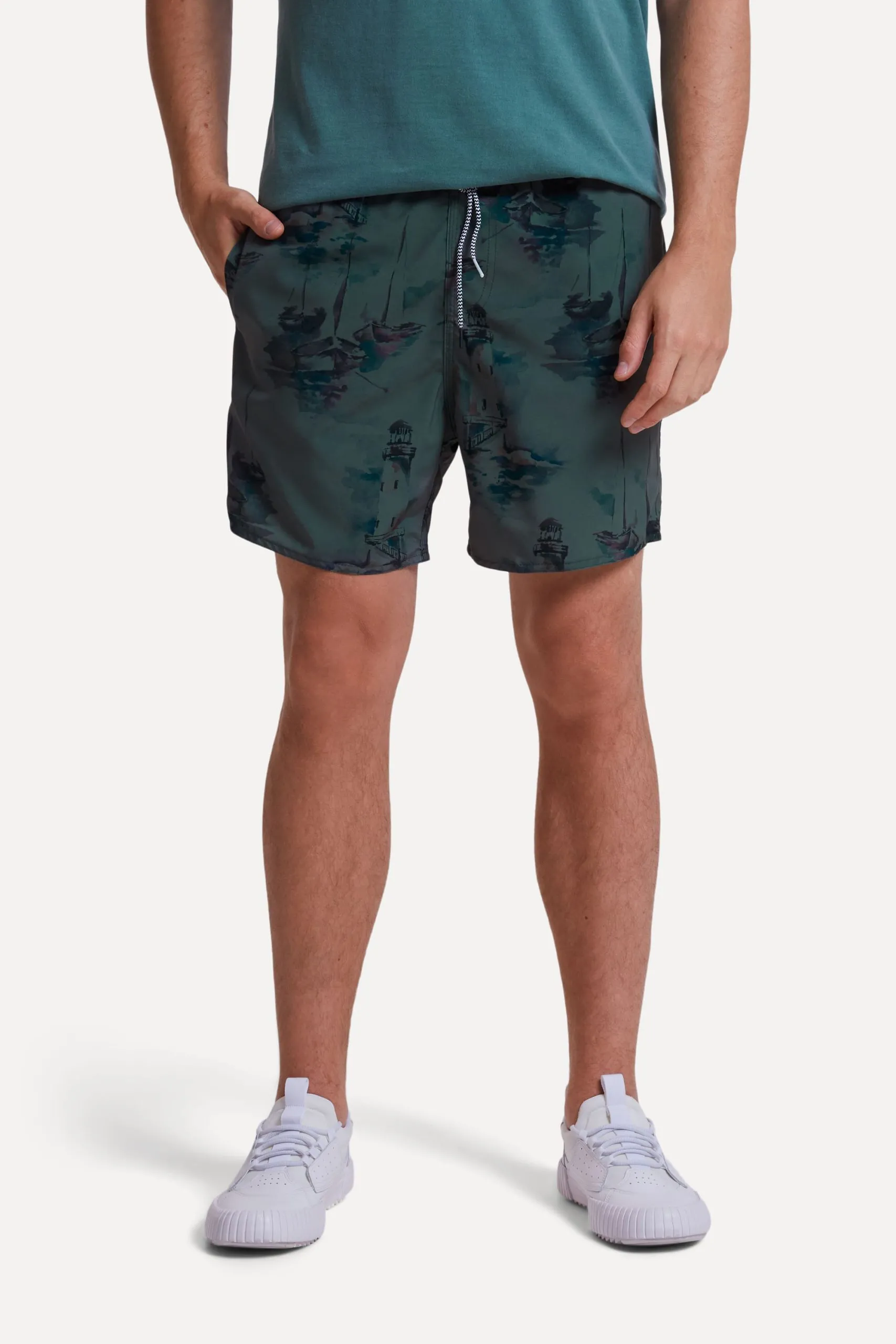 SHORT PRAIA ESTAMPADO FAROL