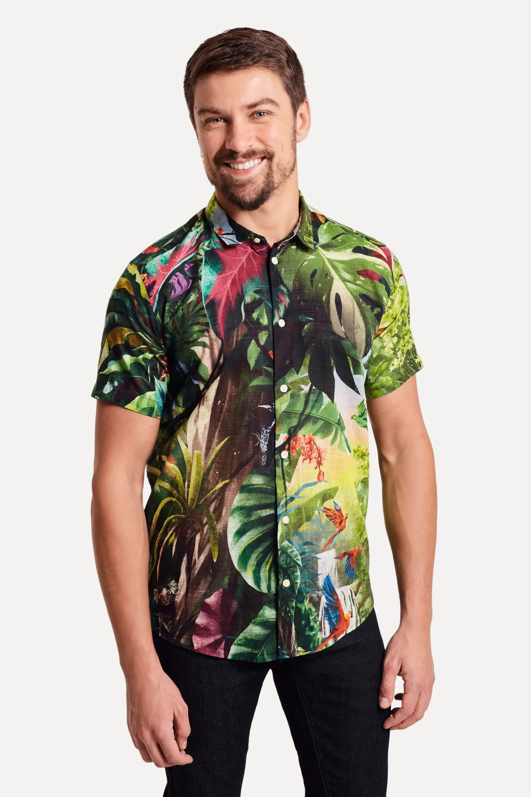 CAMISA ESTAMPADA MC PARAISO TROPICAL
