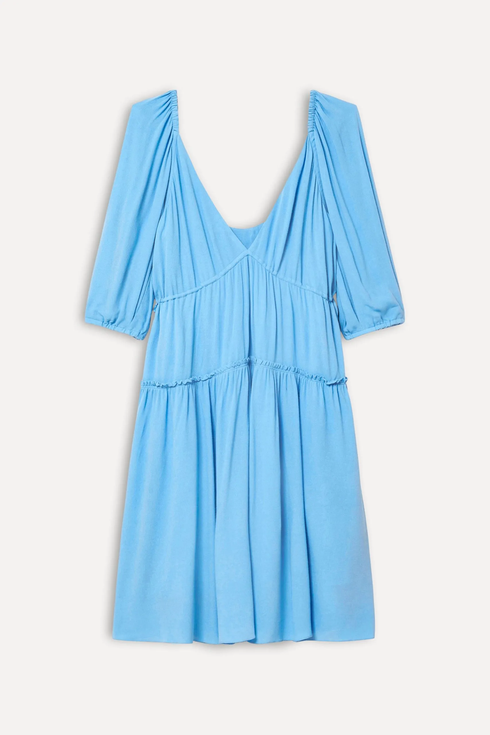 VESTIDO CURTO MANGA BUFANTE LISO