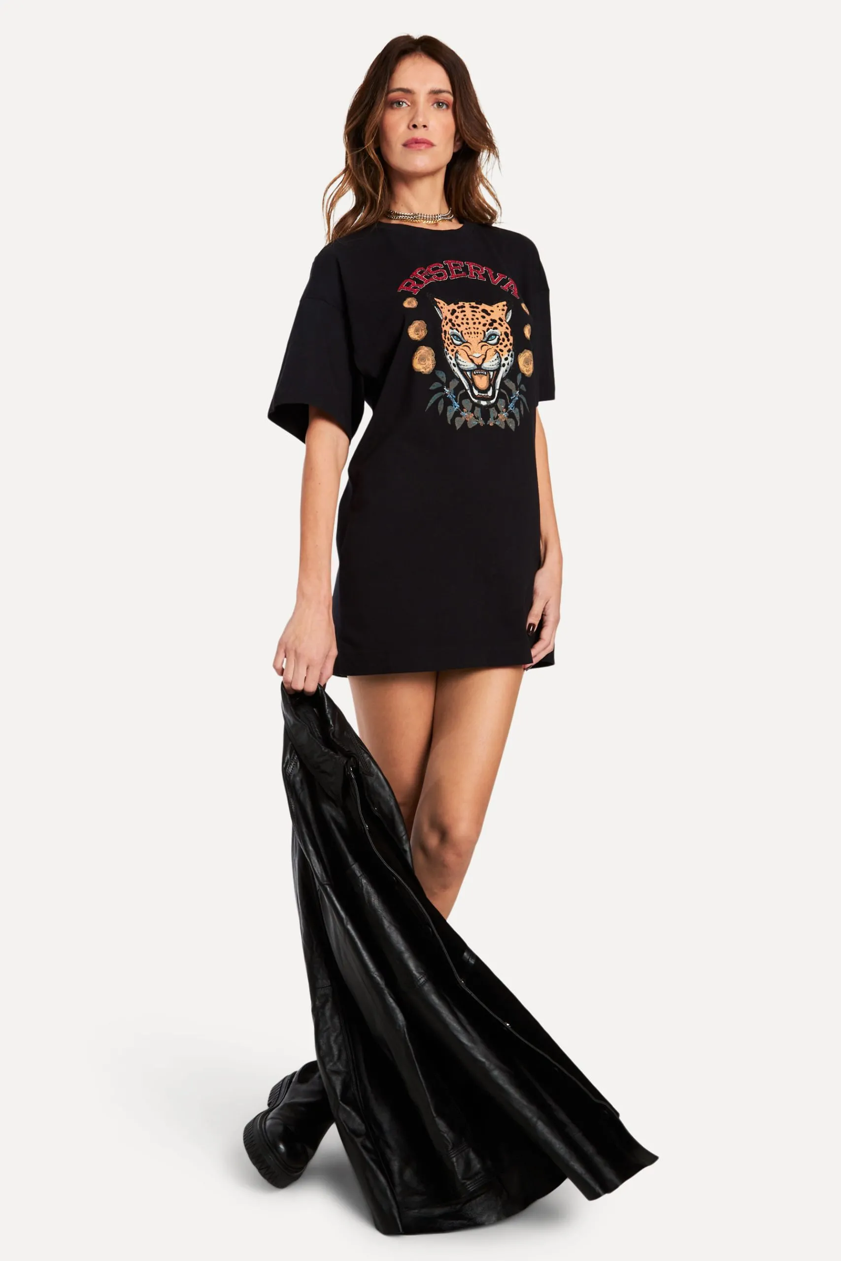 VESTIDO ESTAMPADO BRILHO ONCA