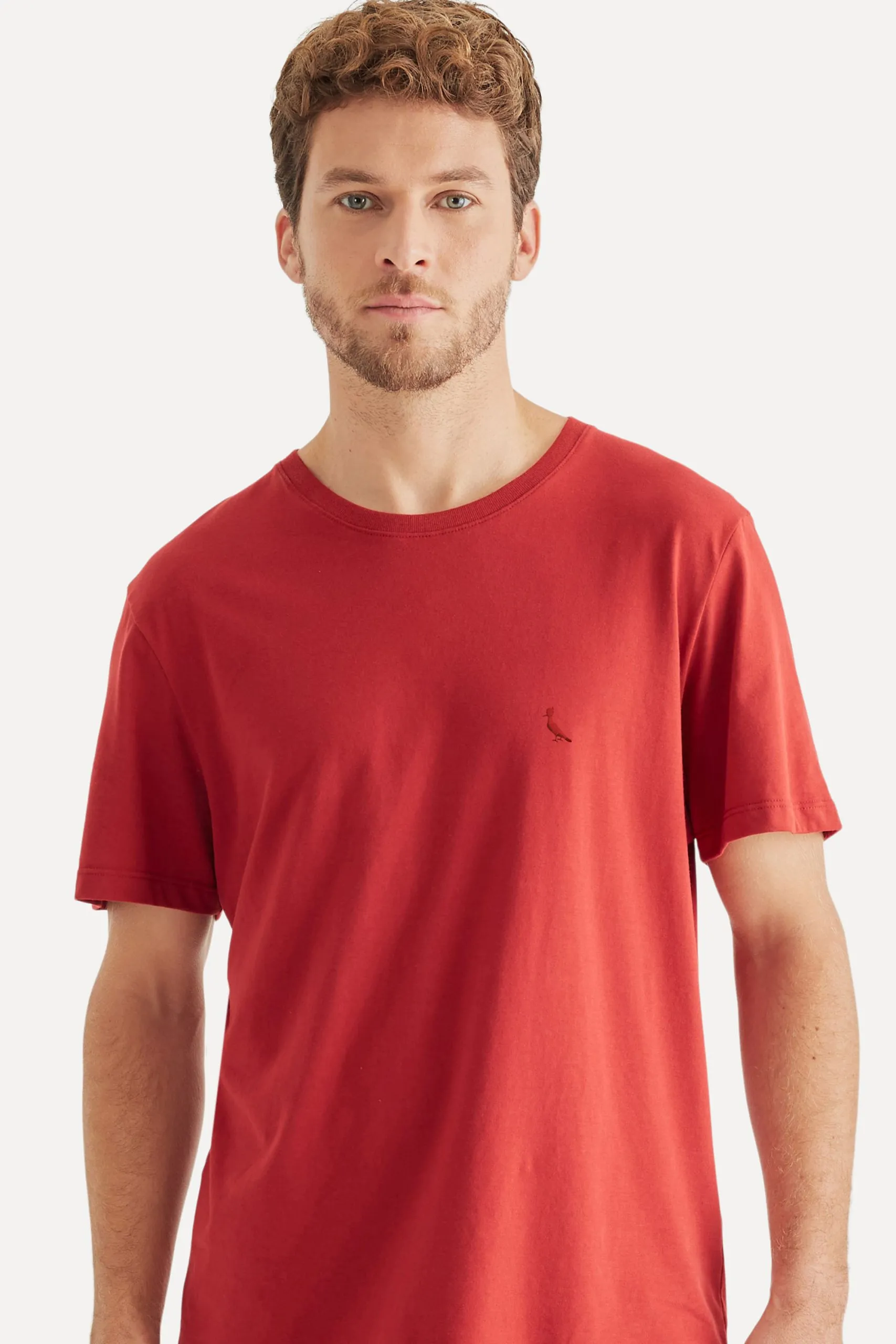 CAMISETA BASIC COLOR BORDADO VERMELHO