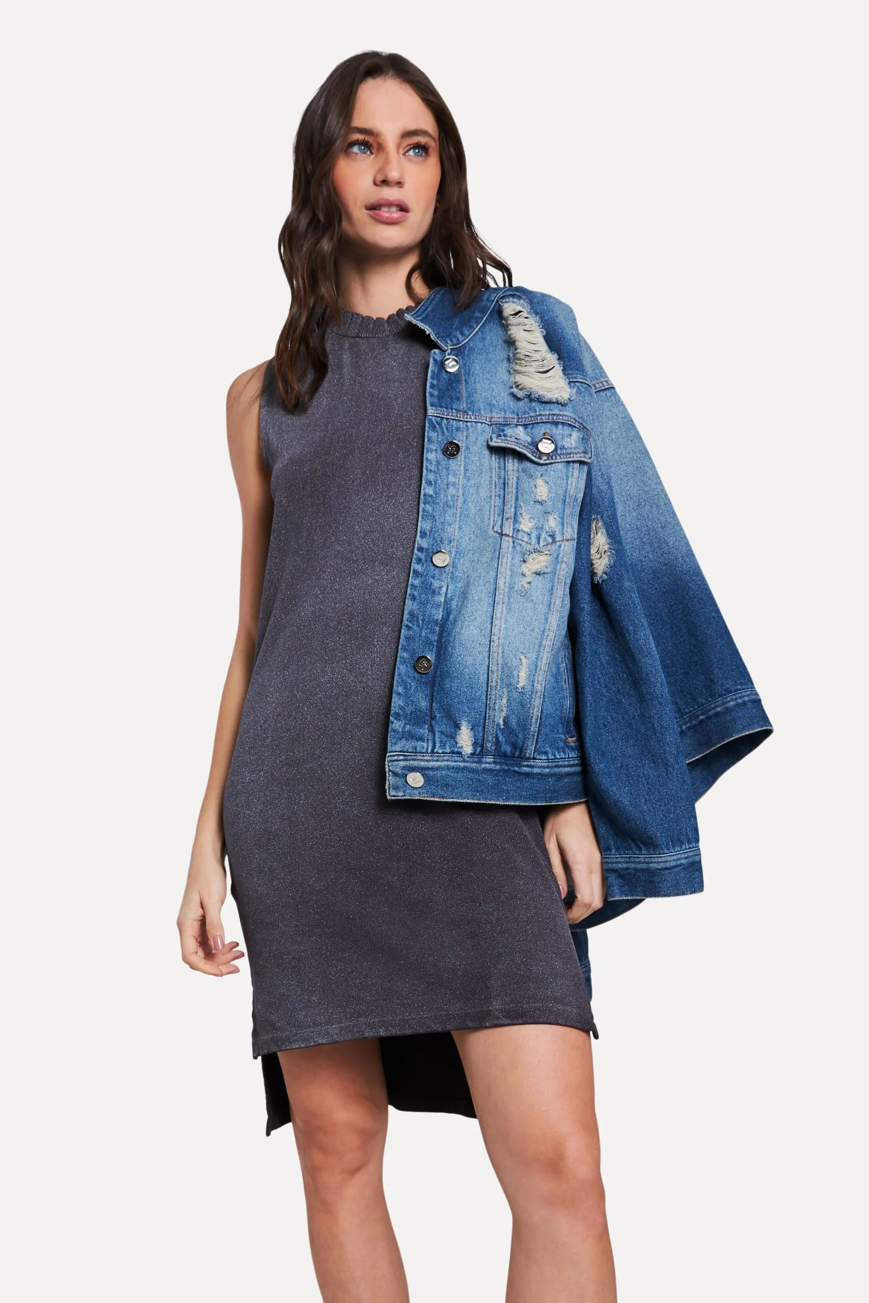 VESTIDO MALHA GOLA RETILINEA