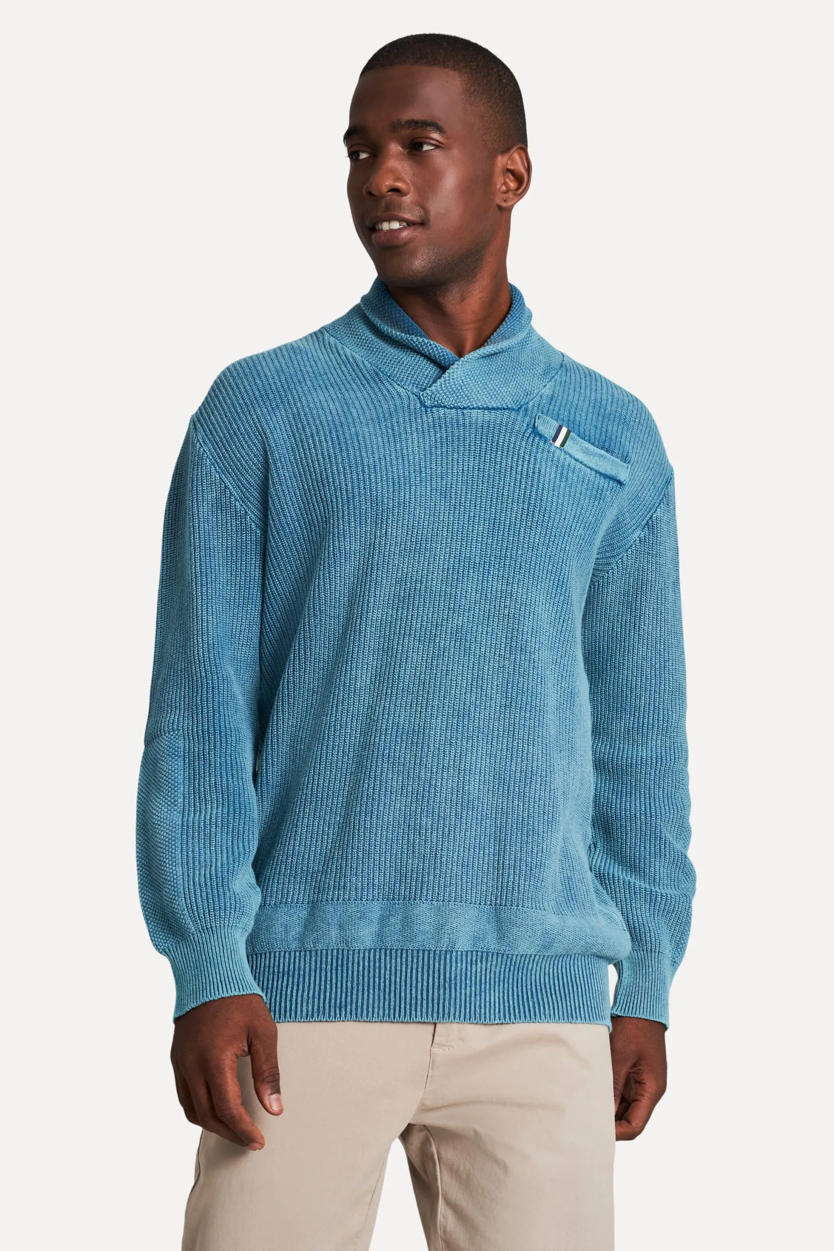 TRICOT INDIGO SHAWL COLLAR