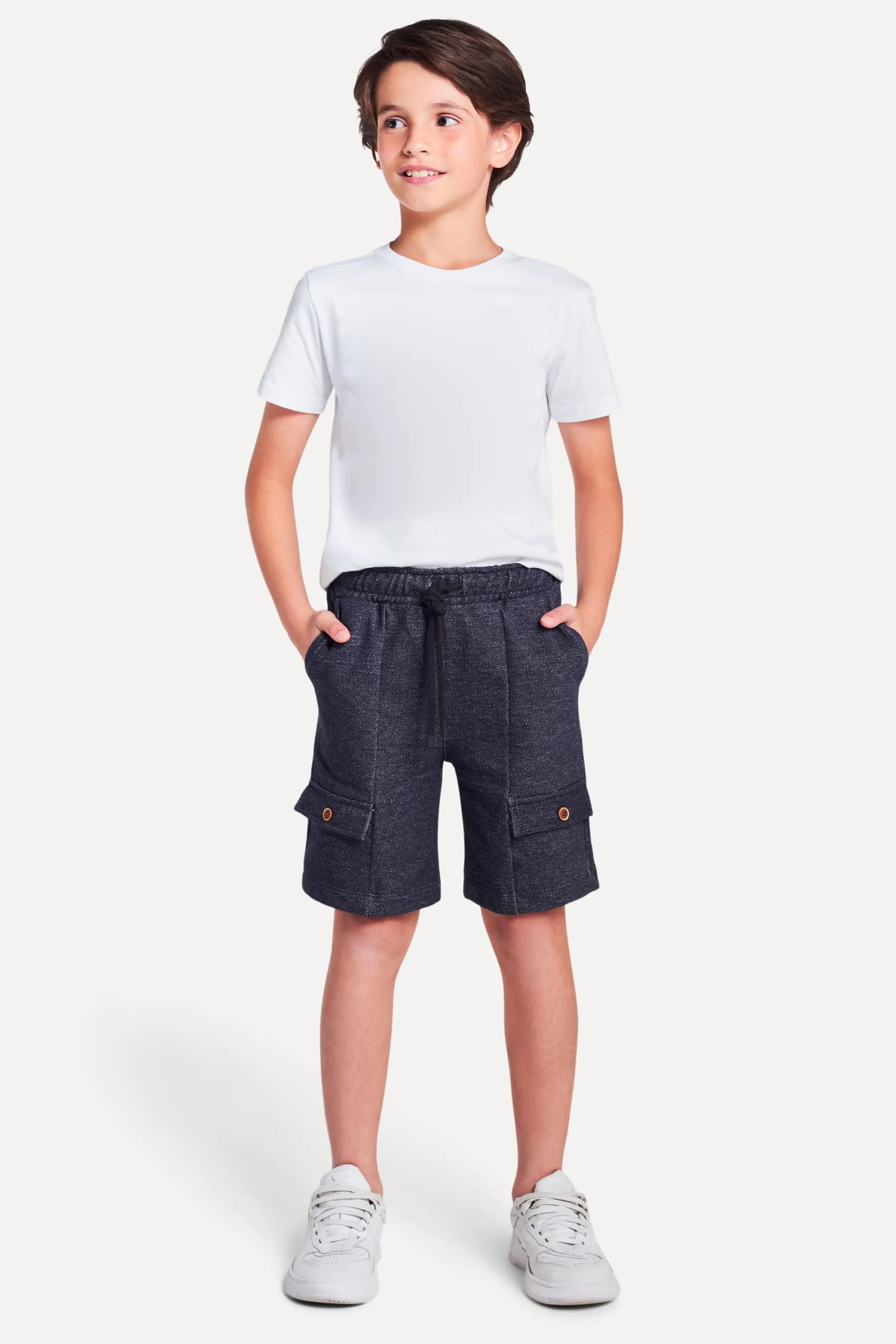 BERMUDA MINI MOLETOM DENIM BOLSOS