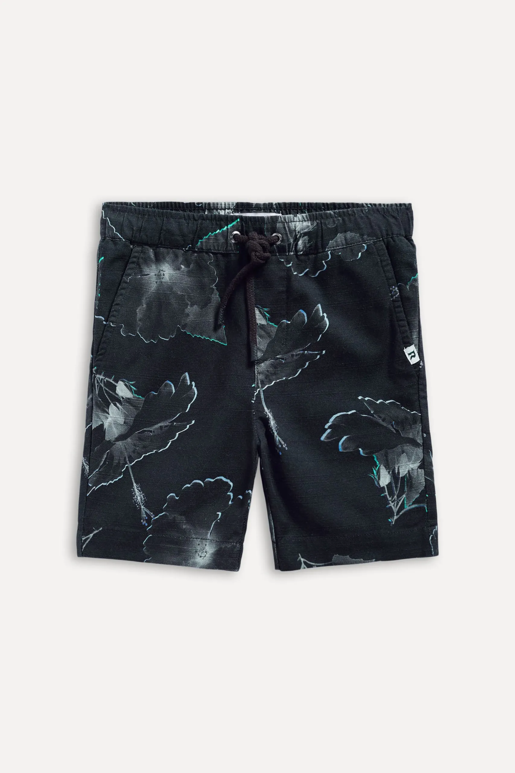 BERMUDA MINI RELAX ESTAMPA HIBISCO BLACK