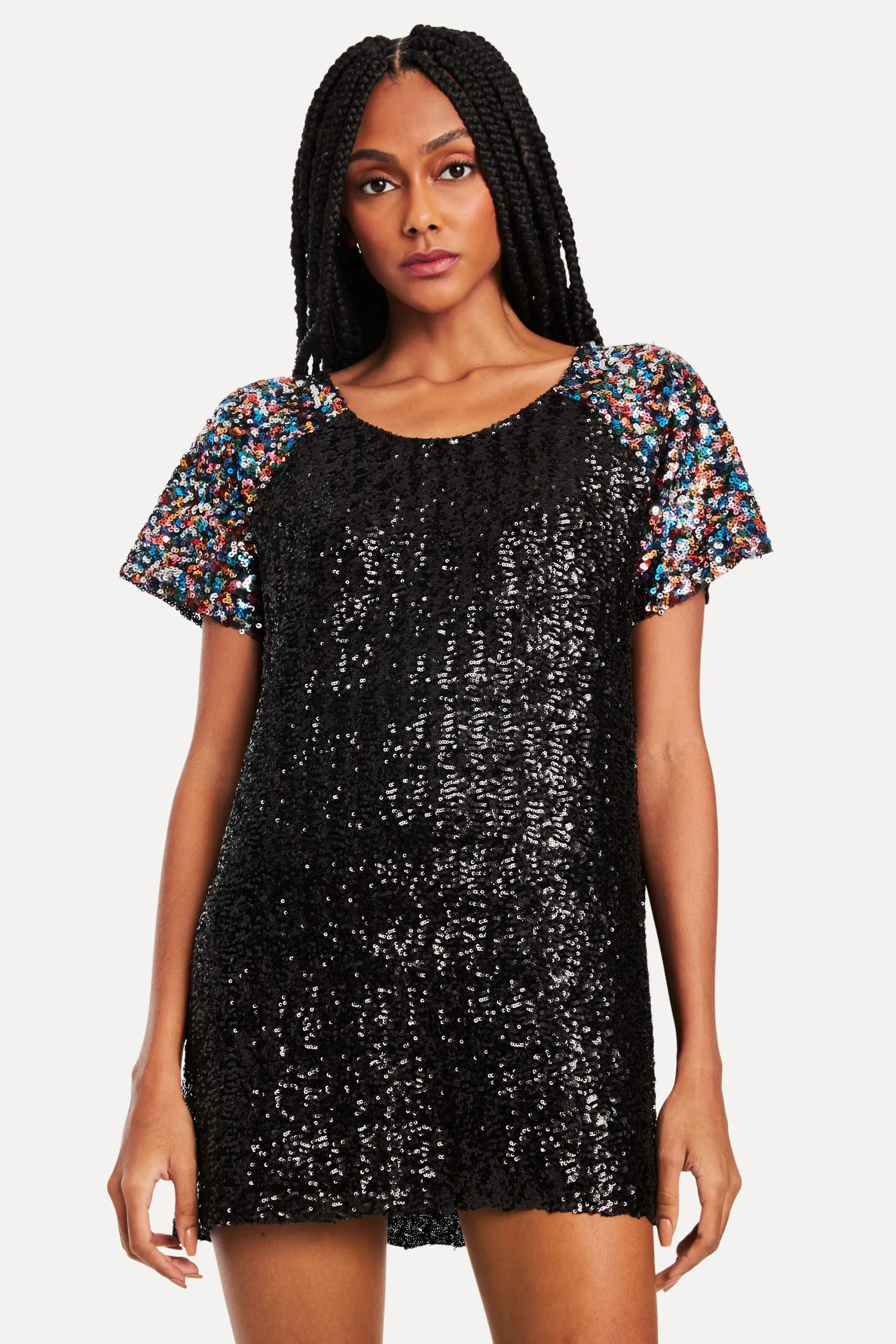 VESTIDO PAETE BICOLOR