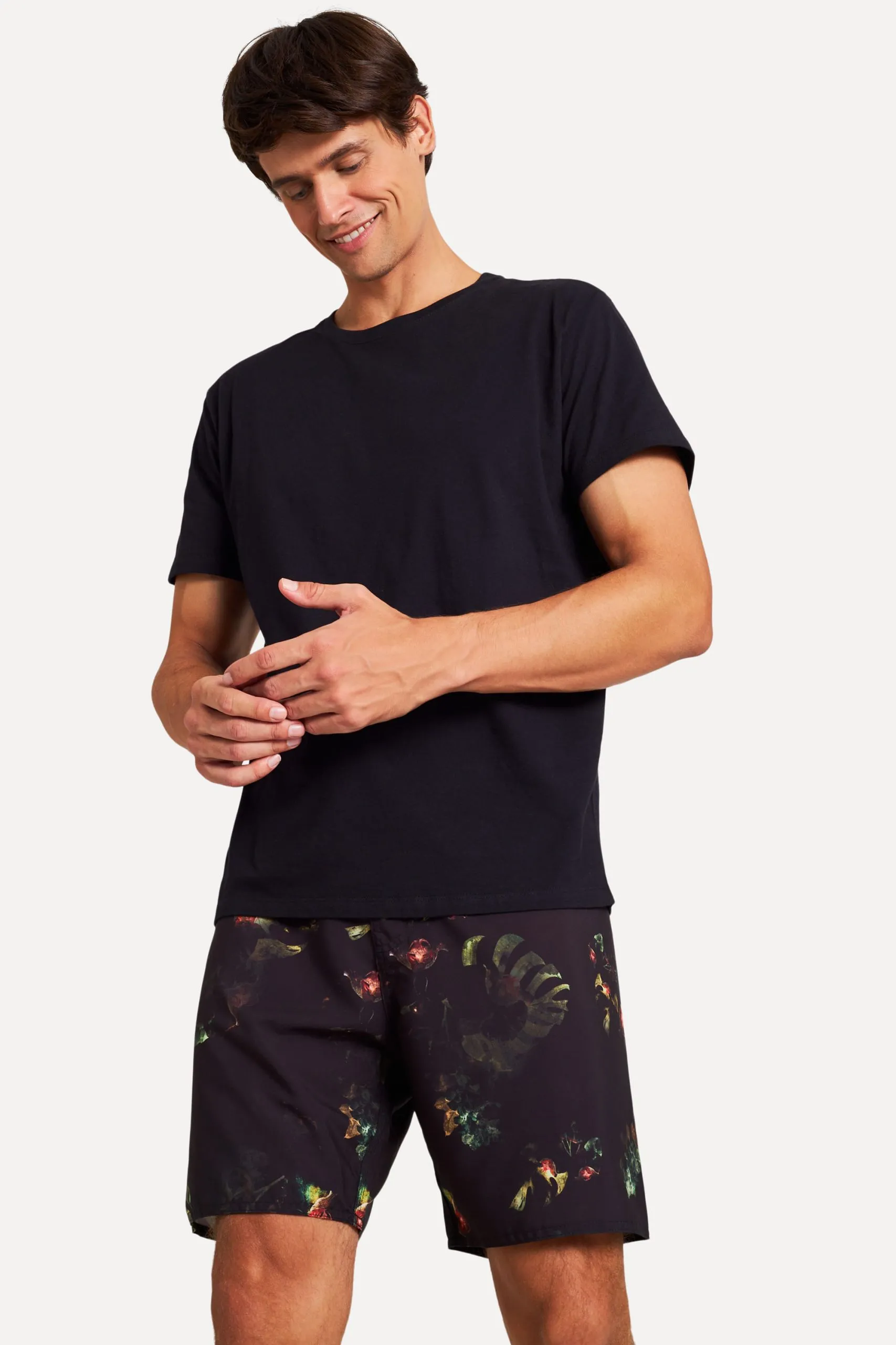 BERMUDA DE PRAIA ESTAMPA JARDIM NOIR