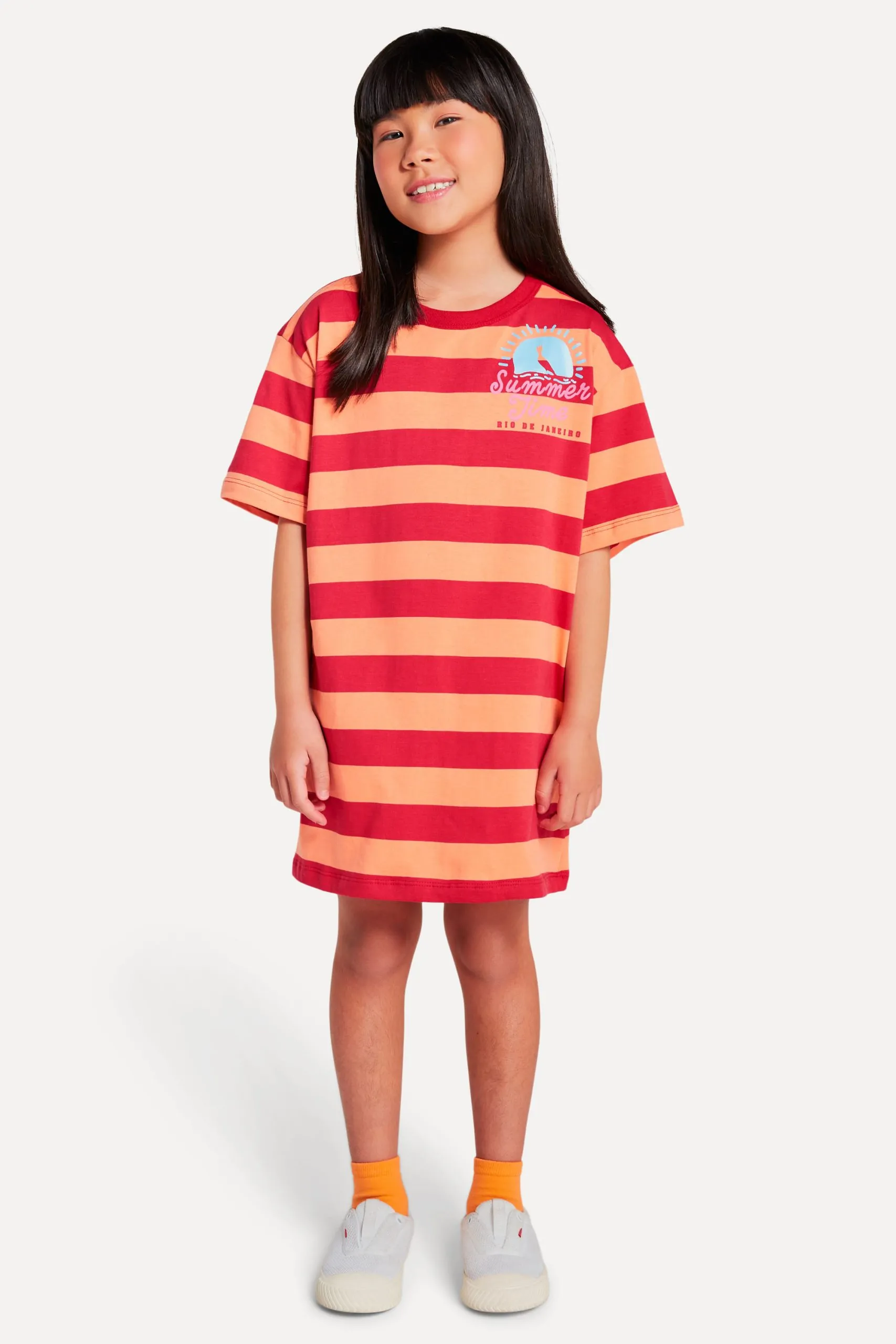 VESTIDO MENINA LISTRADO AXE