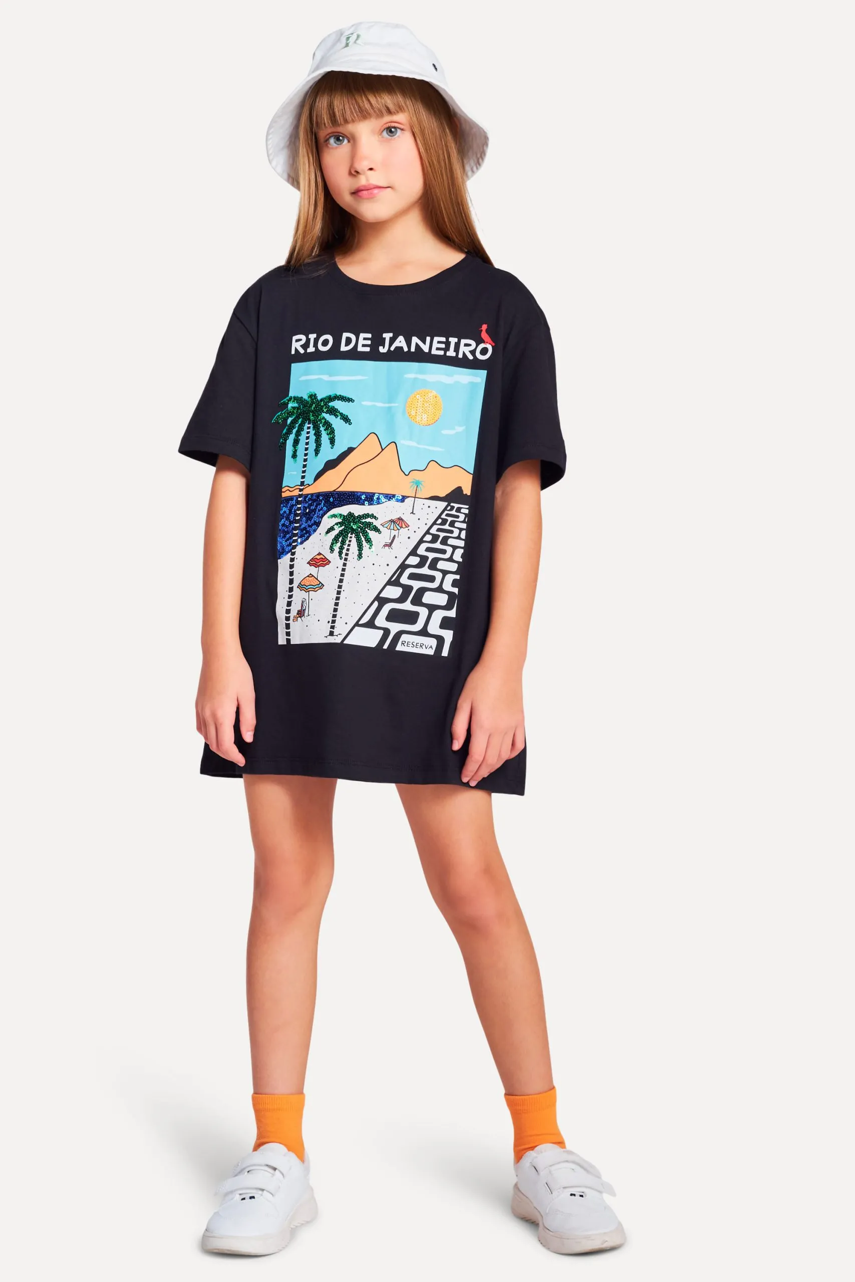 VESTIDO MENINA SILK PAISAGEM PAETE