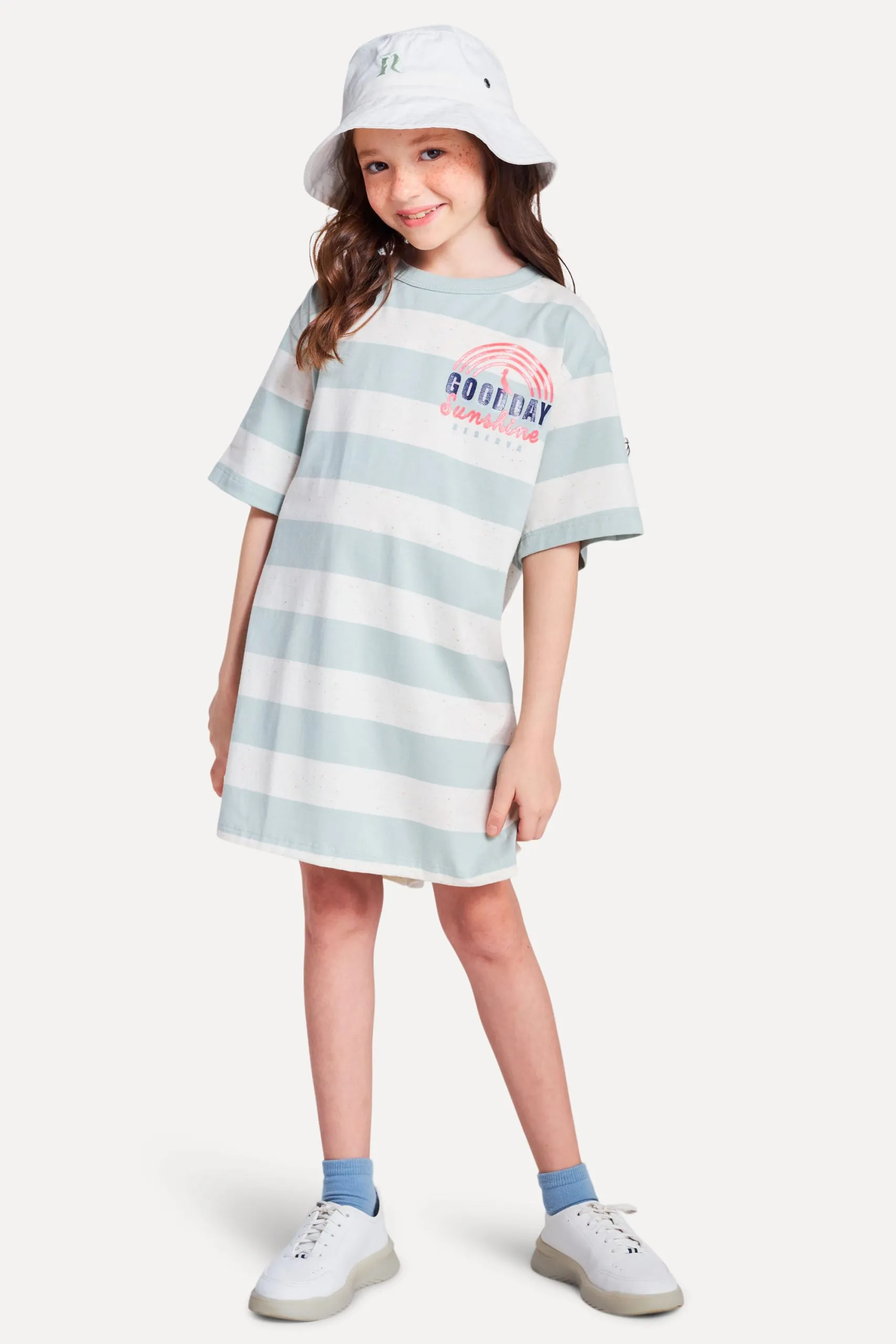 VESTIDO MENINA LISTRADO BOTONE