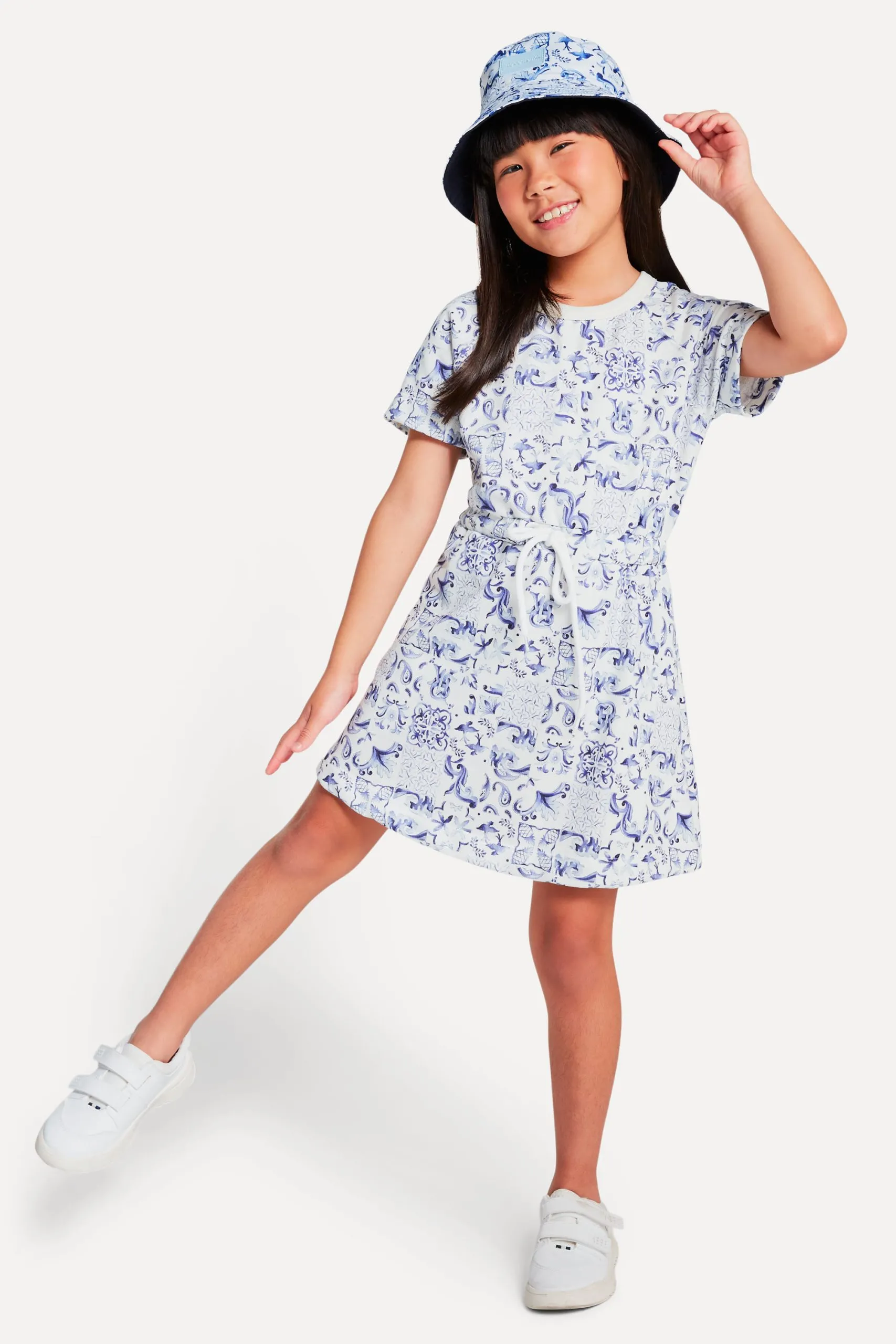 VESTIDO MENINA MOLETOM AZULEJO