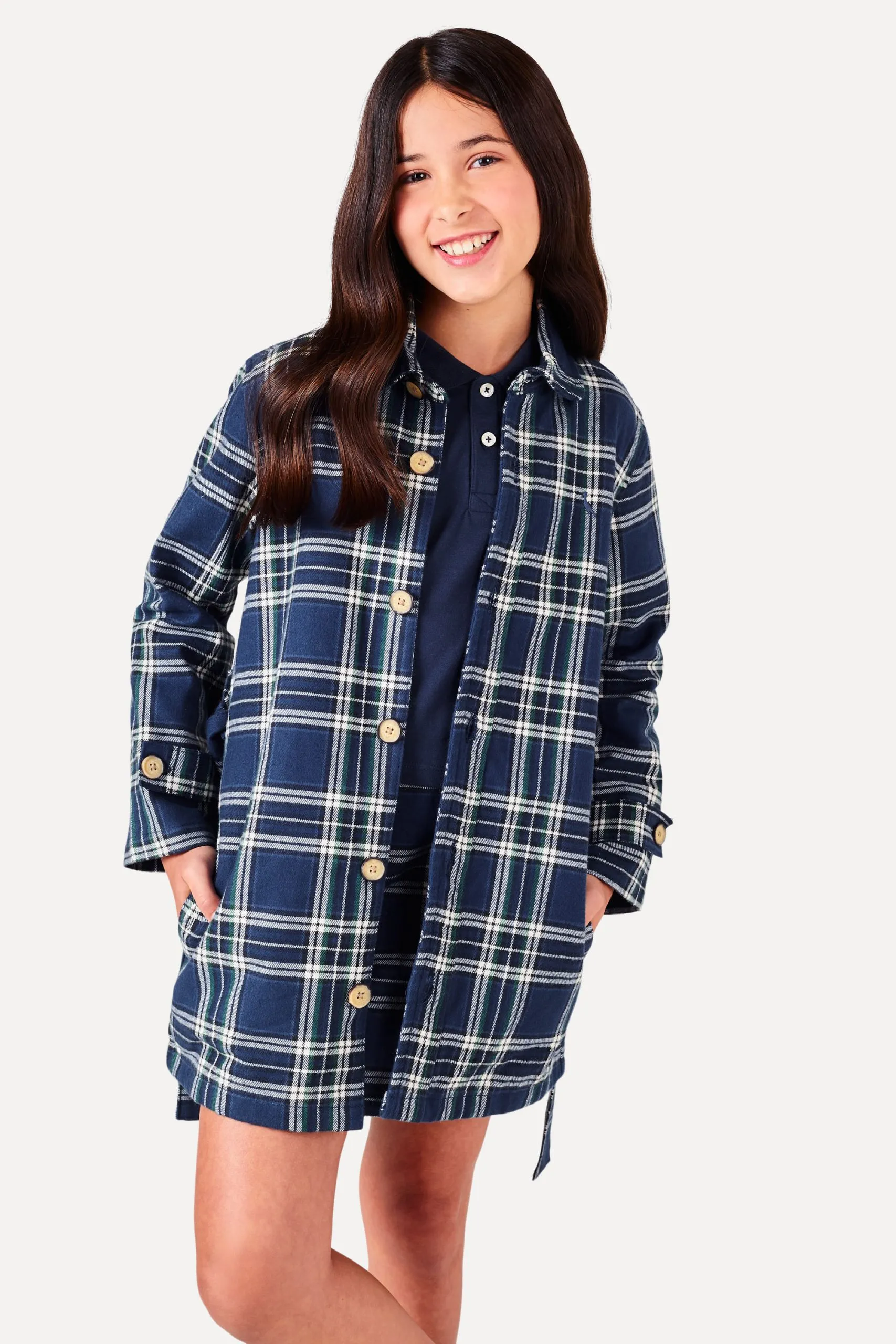 TRENCH COAT MENINA XADREZ NOTURNO