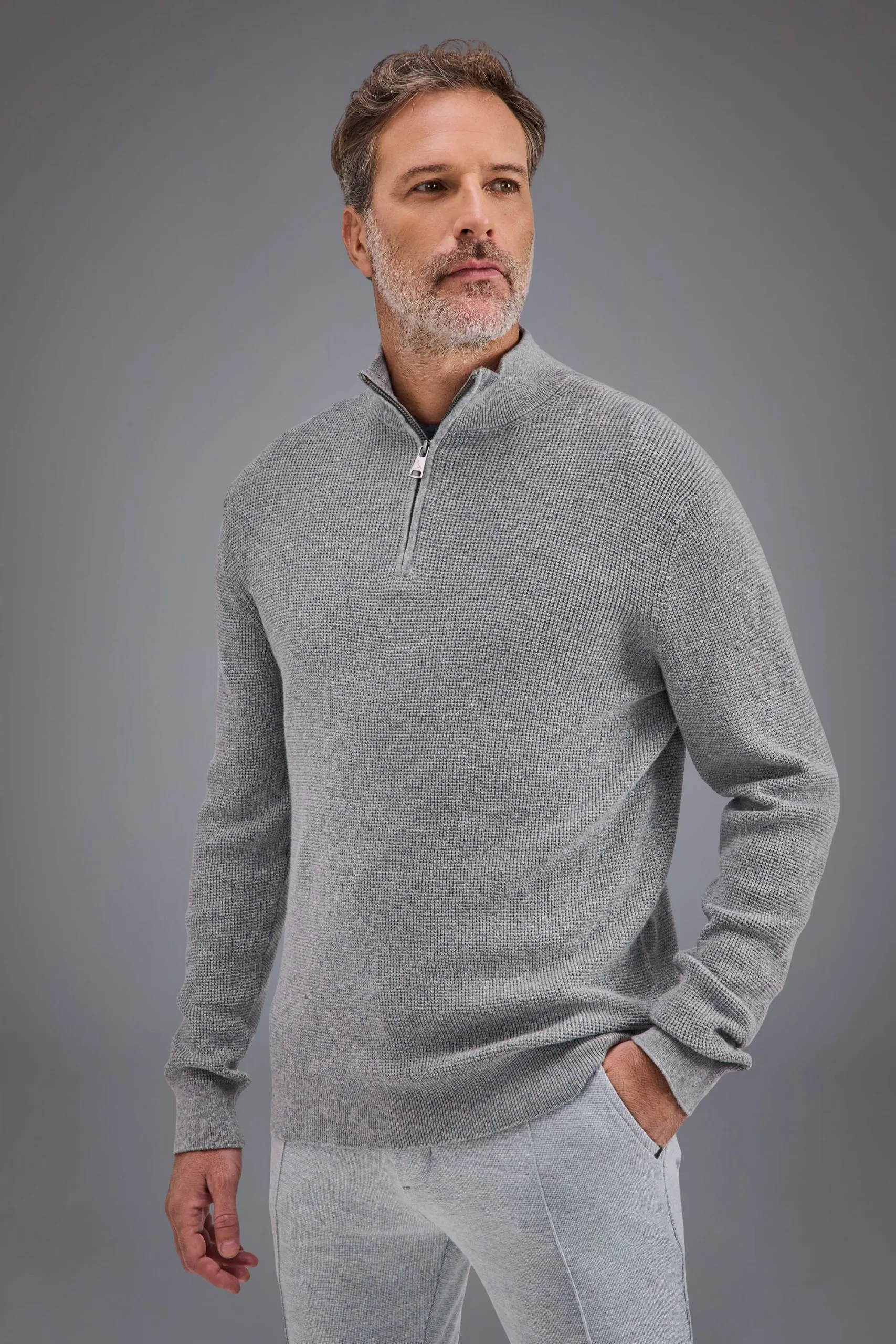 TRICOT MEIO ZIPER MESCLA