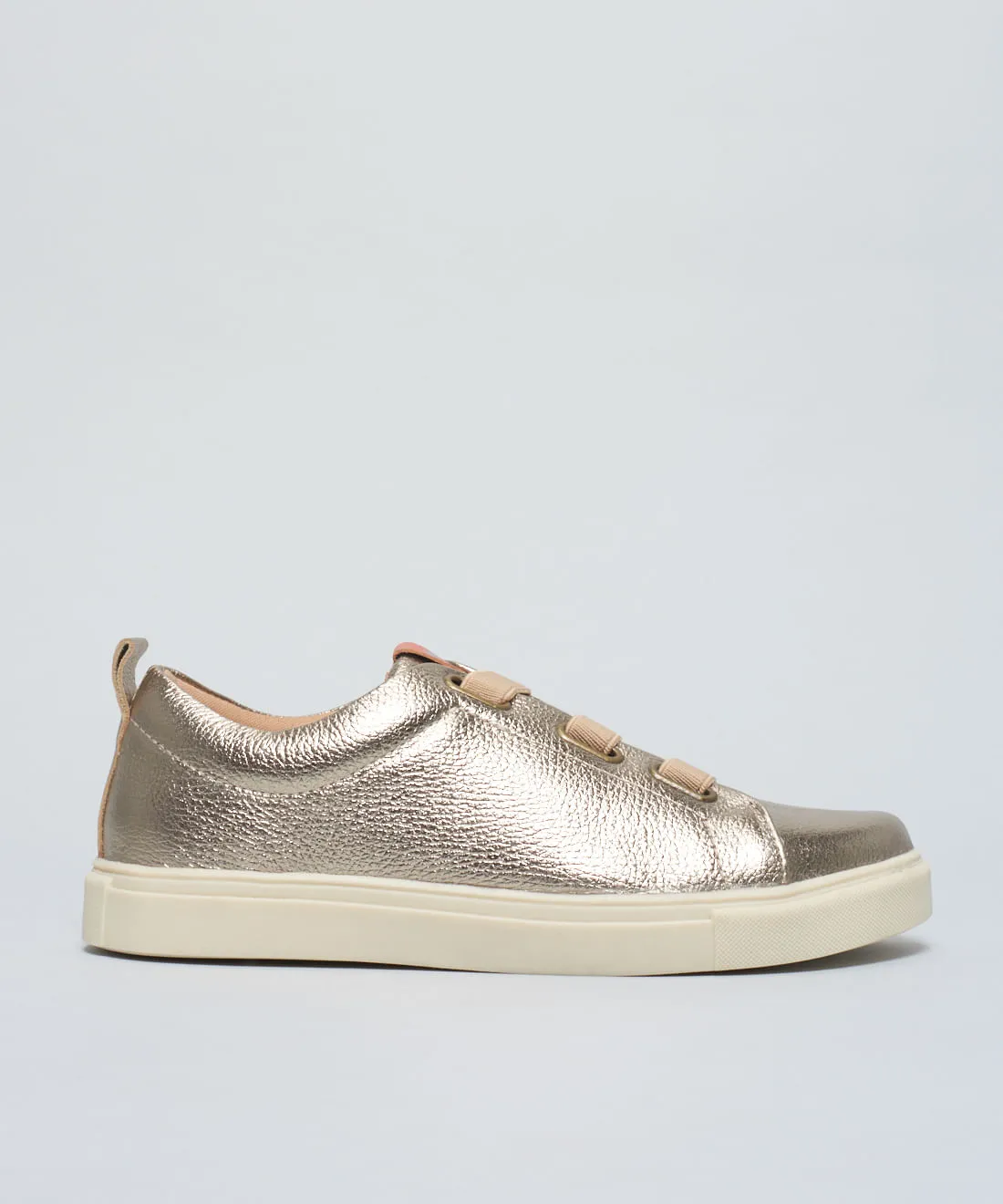 Tenis Couro Ilhoses Elastico - Prata Velho