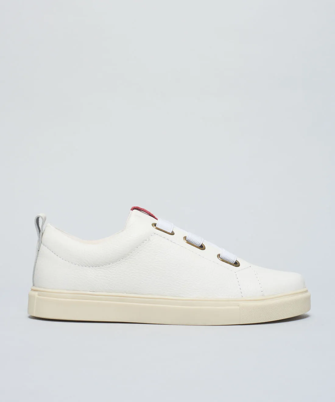 Tenis Couro Ilhoses Elastico - Branco