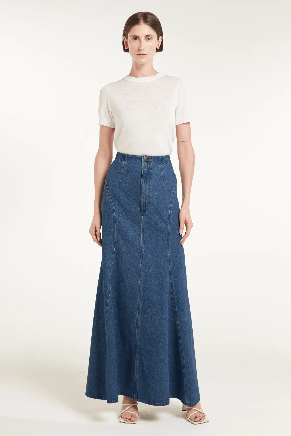 Saia longa jeans denim