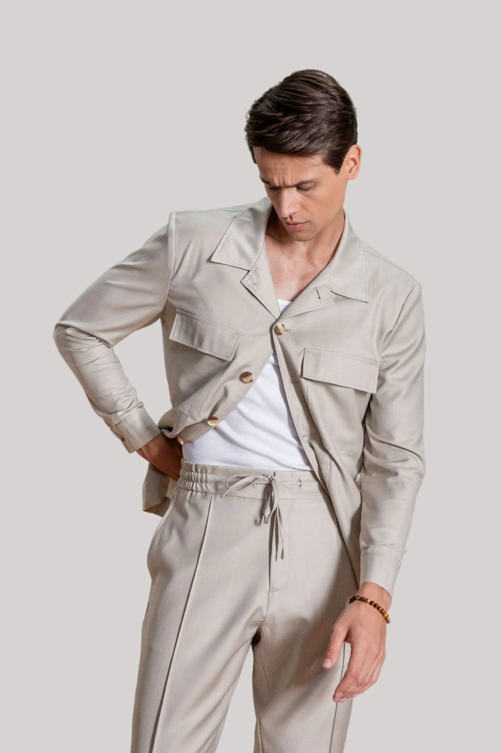 Calça Sahy lã fria s120 areia