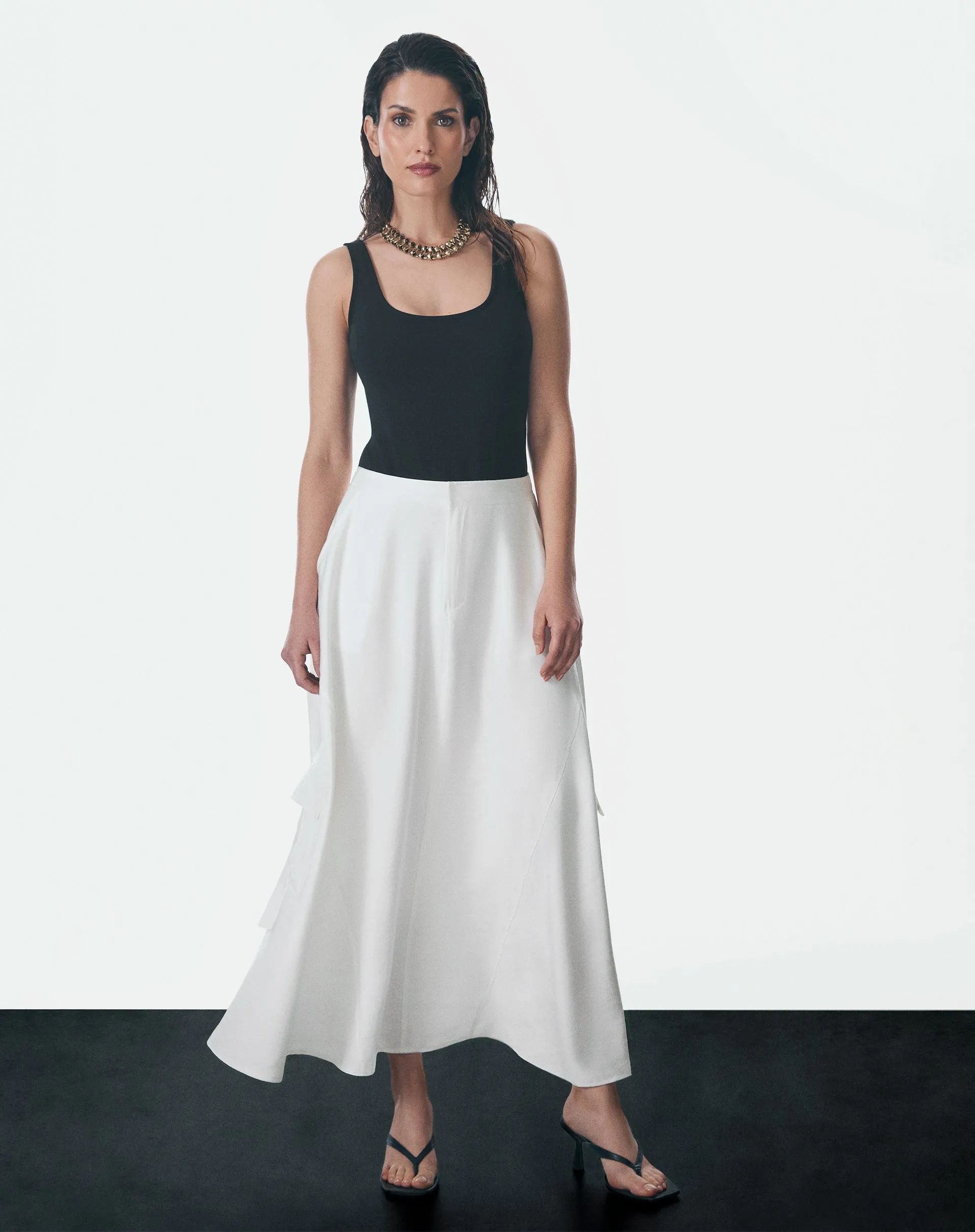 Body Regata de Malha Creponada - Preto