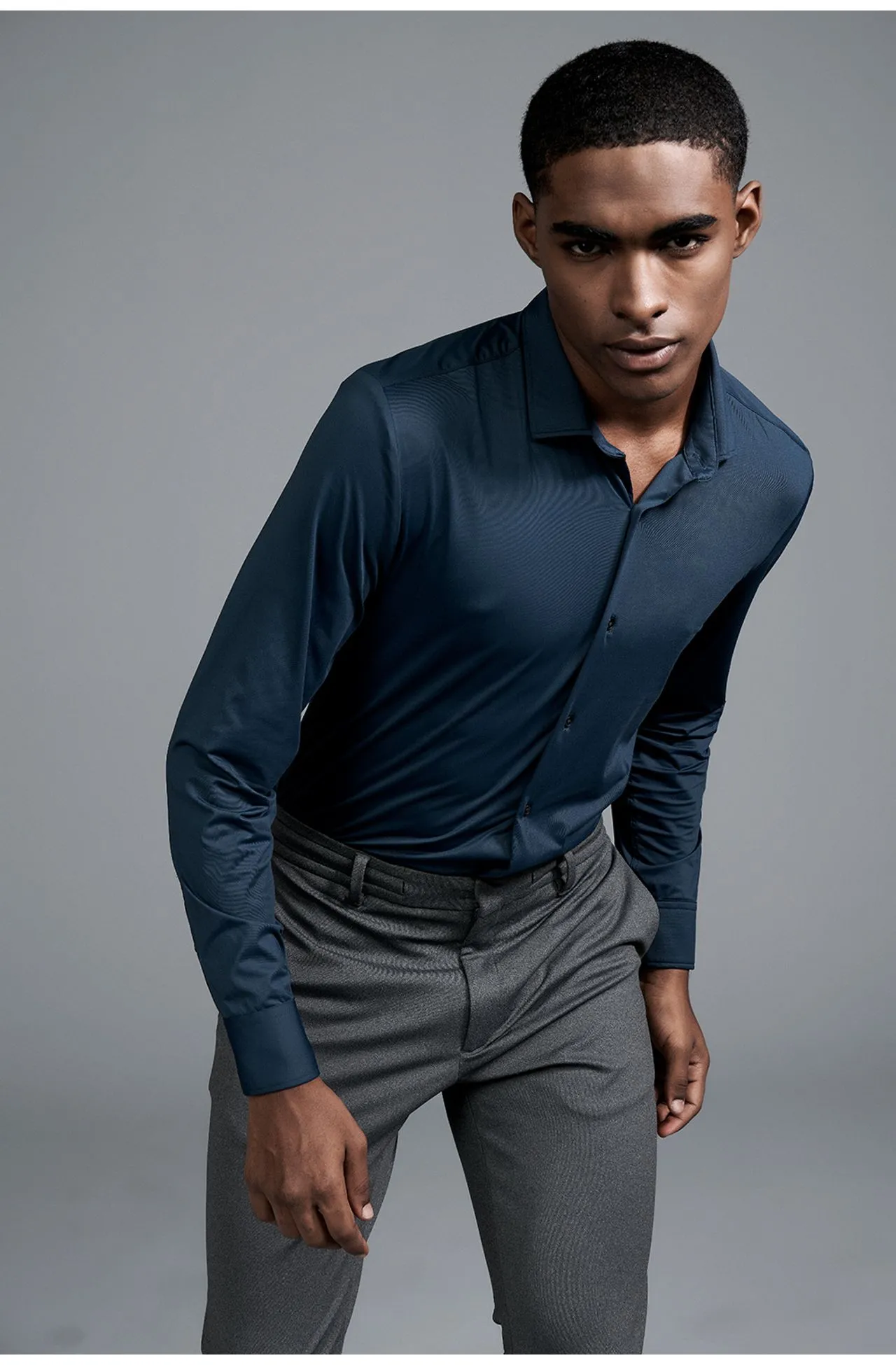 Camisa Malha Tech Manga Longa Azul