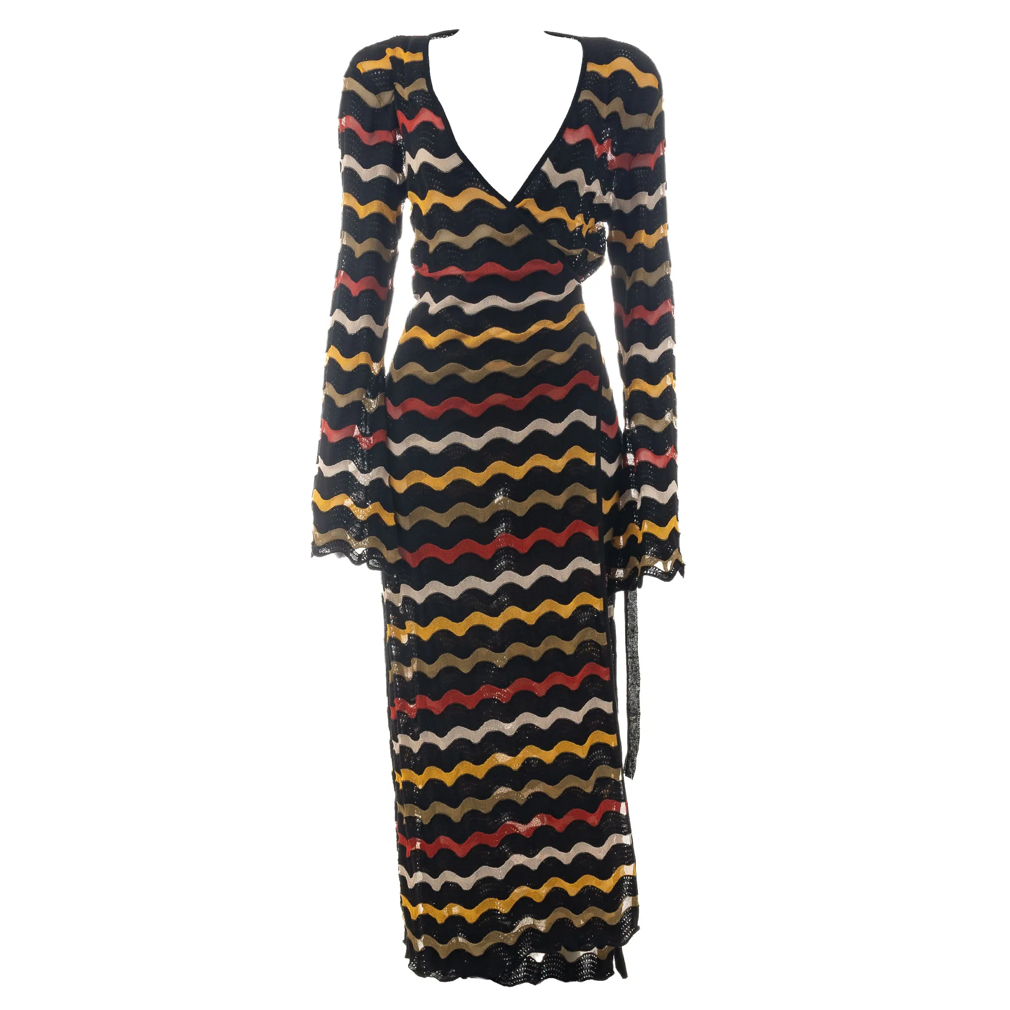 Vestido La Double J Longo Transpassado em Crochê Colorido