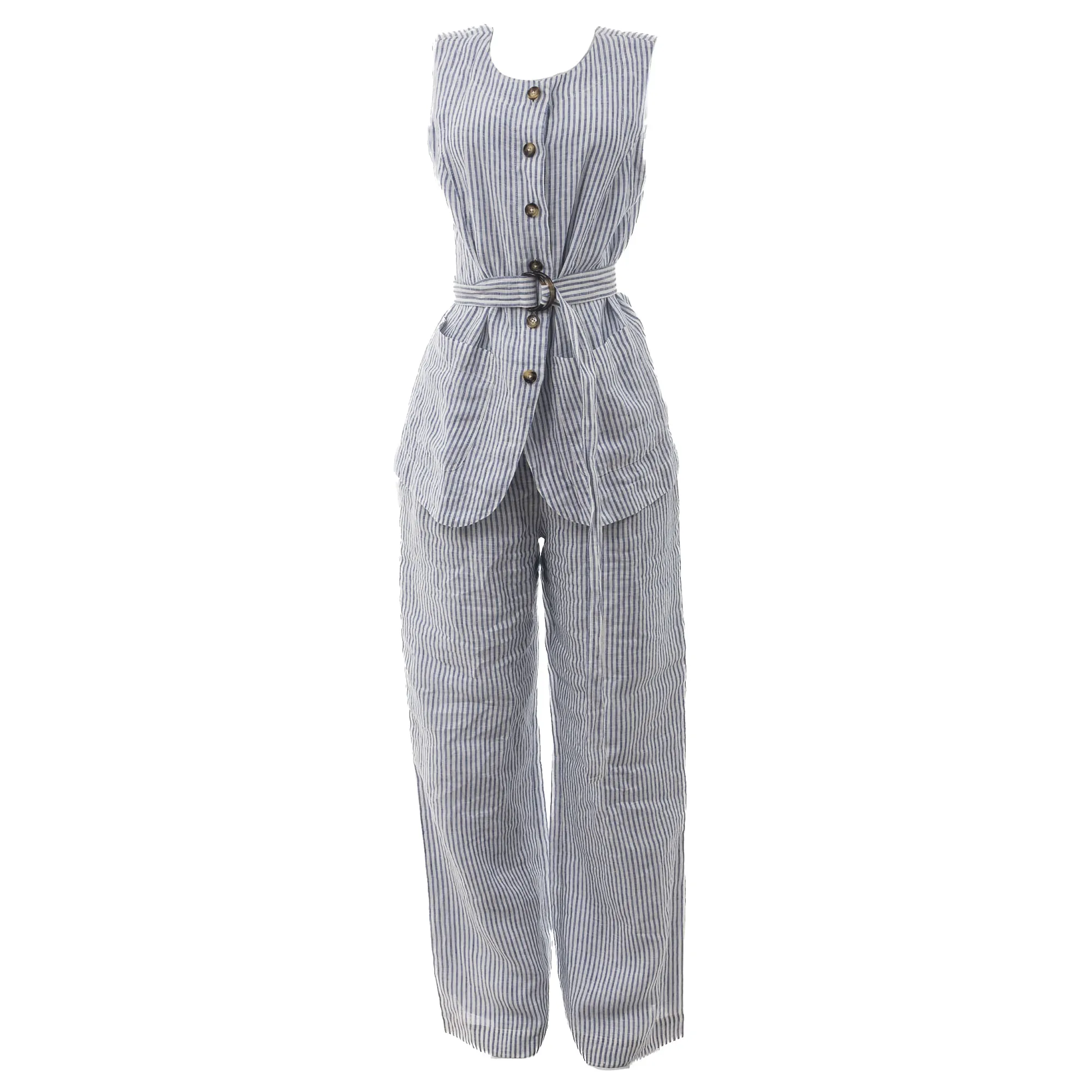 Conjunto Letícia Gonzaga Listrado Azul e Branco