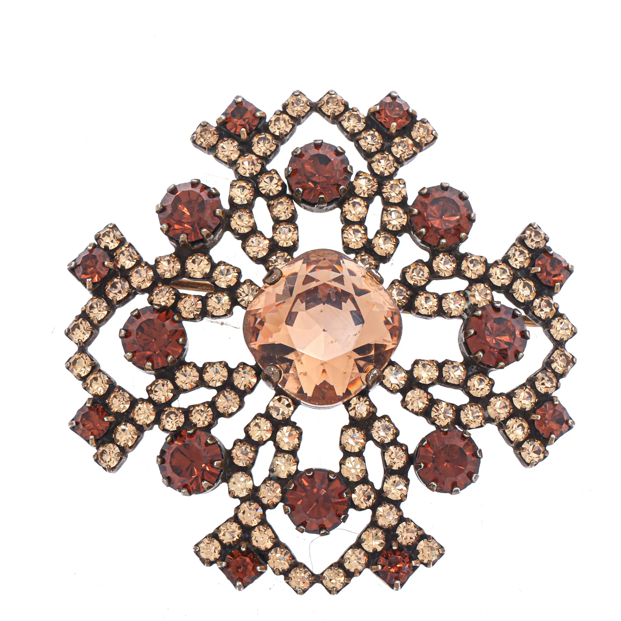 Broche Vintage com Cristais Âmbar