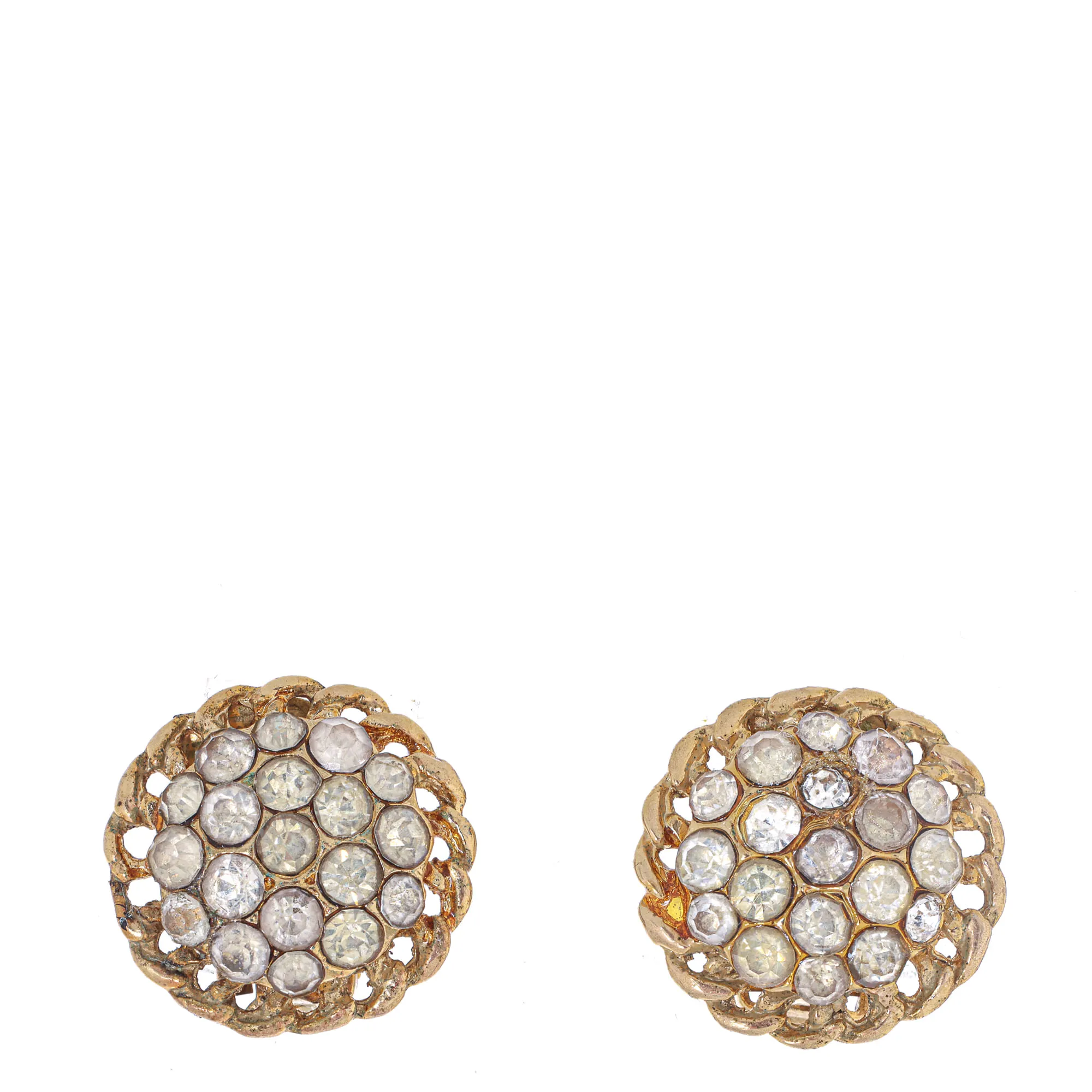 Brinco de Pressão Vintage Redondo Dourado Cravejado