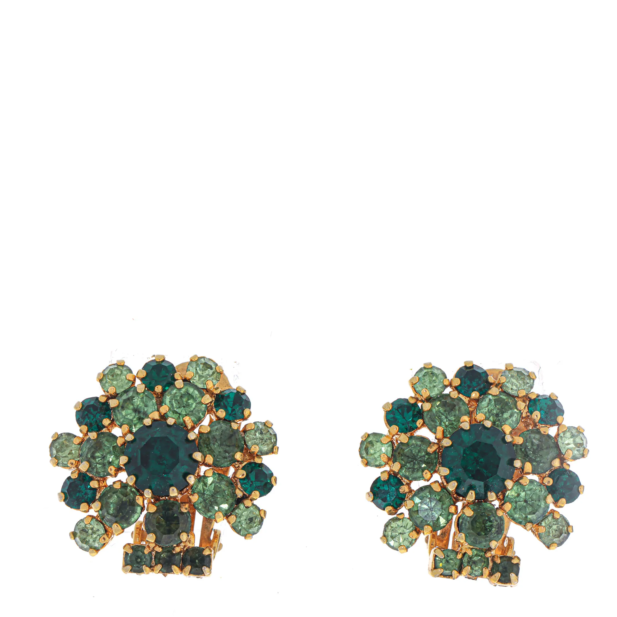 Brinco de Pressão Vintage com Cristais Verdes