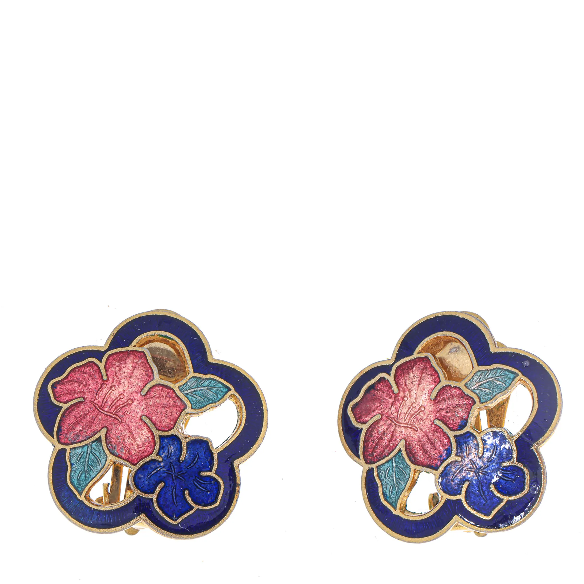Brinco de Pressão Vintage Flor Esmaltada