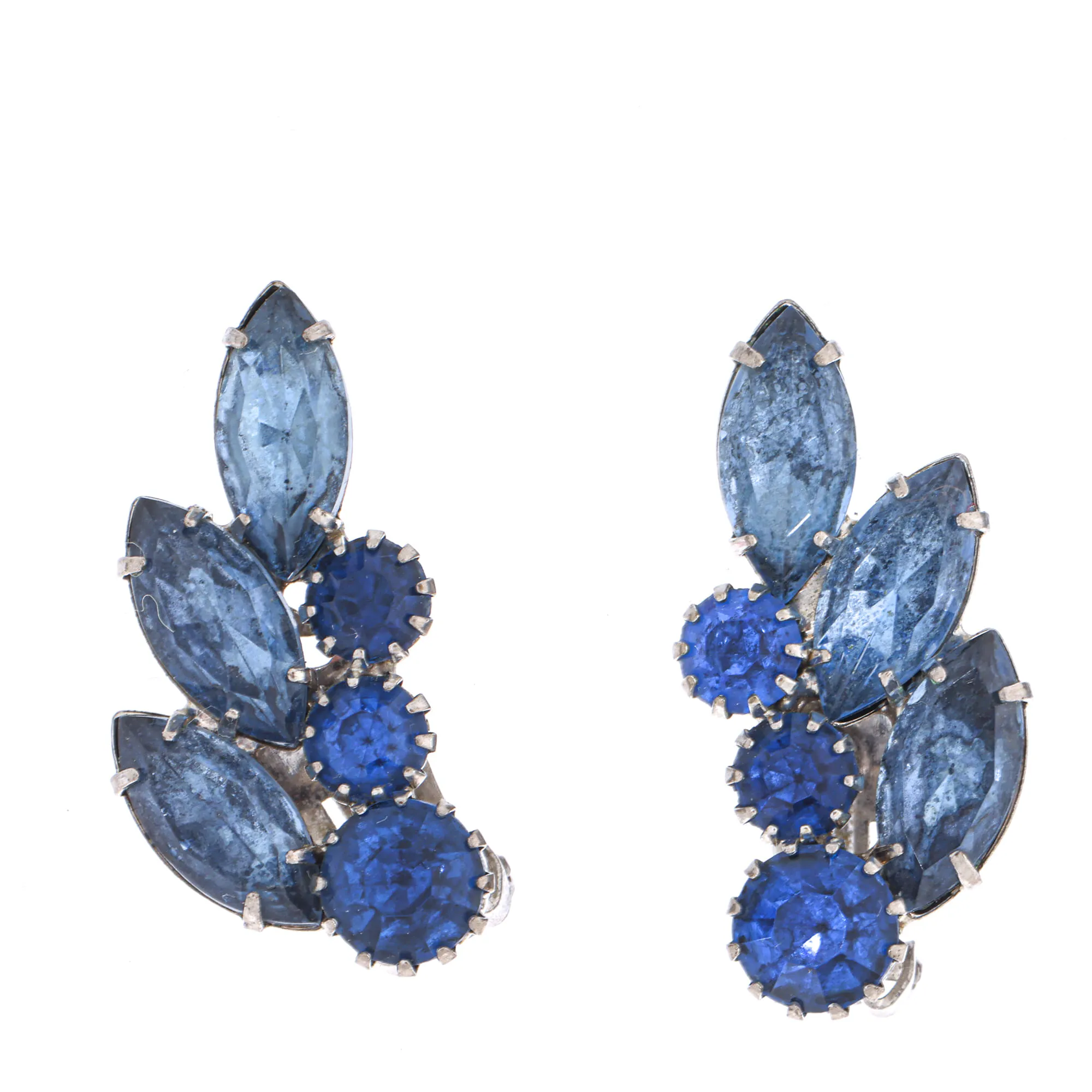 Brinco de Pressão Vintage com Cristais Azuis