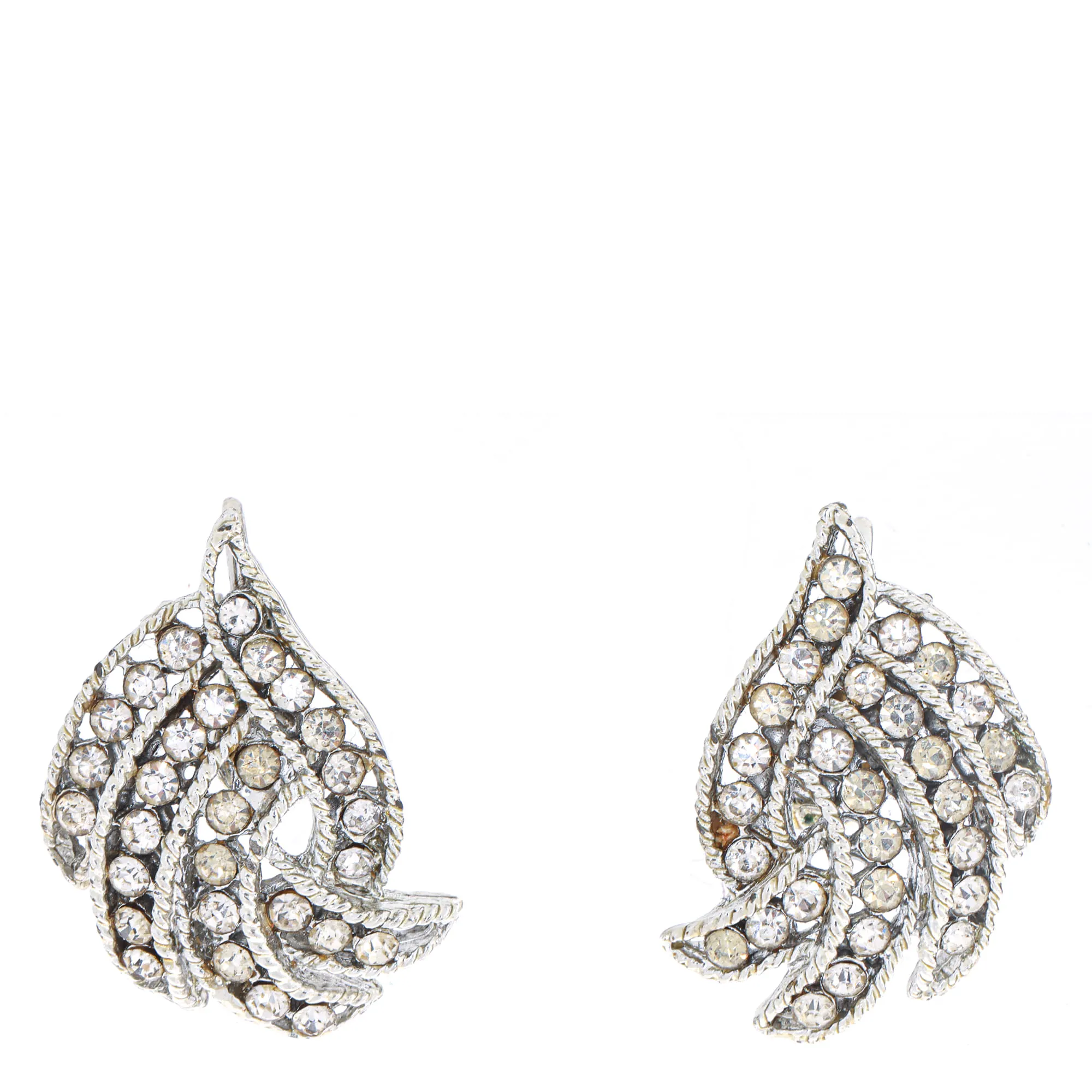 Brinco de Pressão Vintage Prateado com Cristais