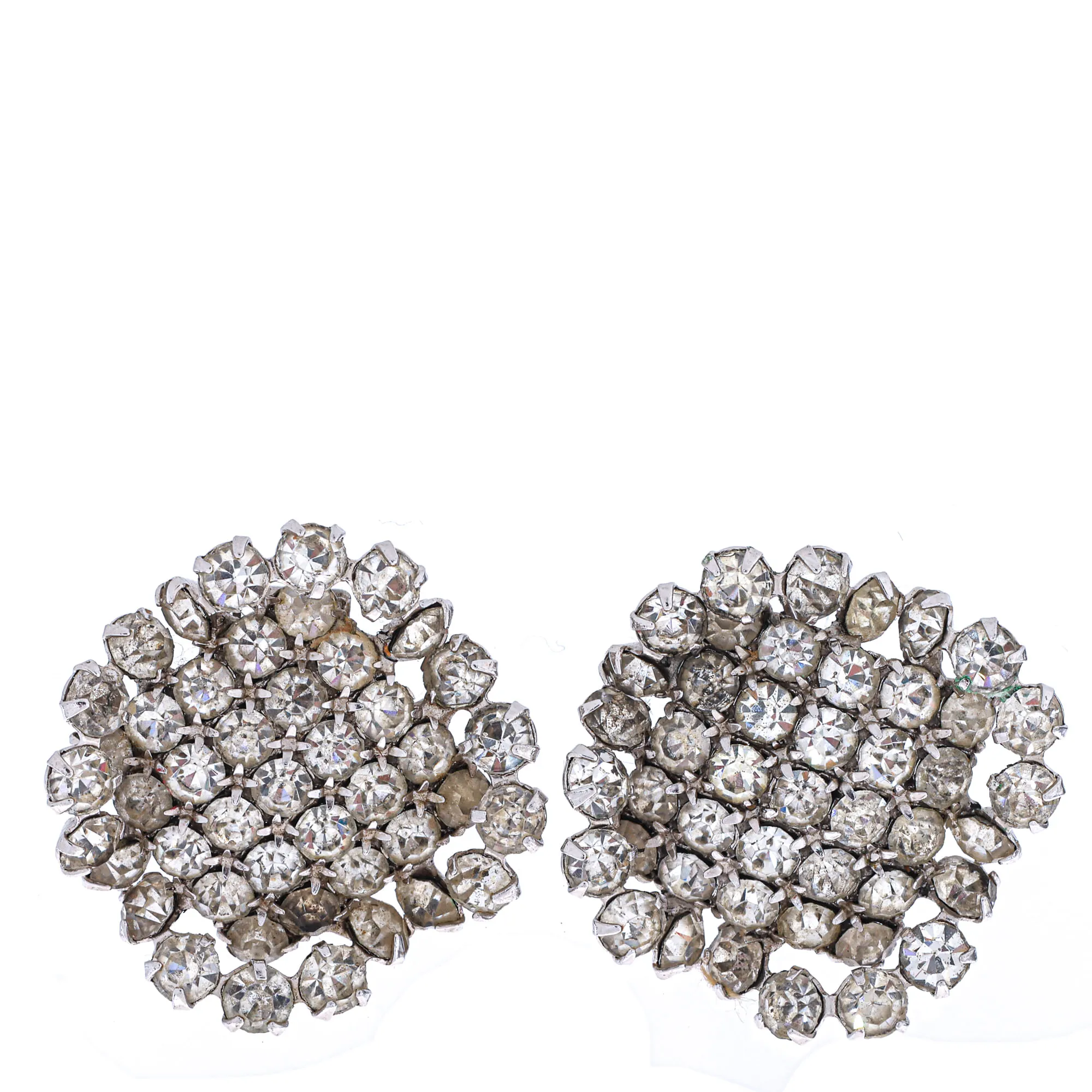 Brinco de Pressão Vintage Grande Prateado Cravejado