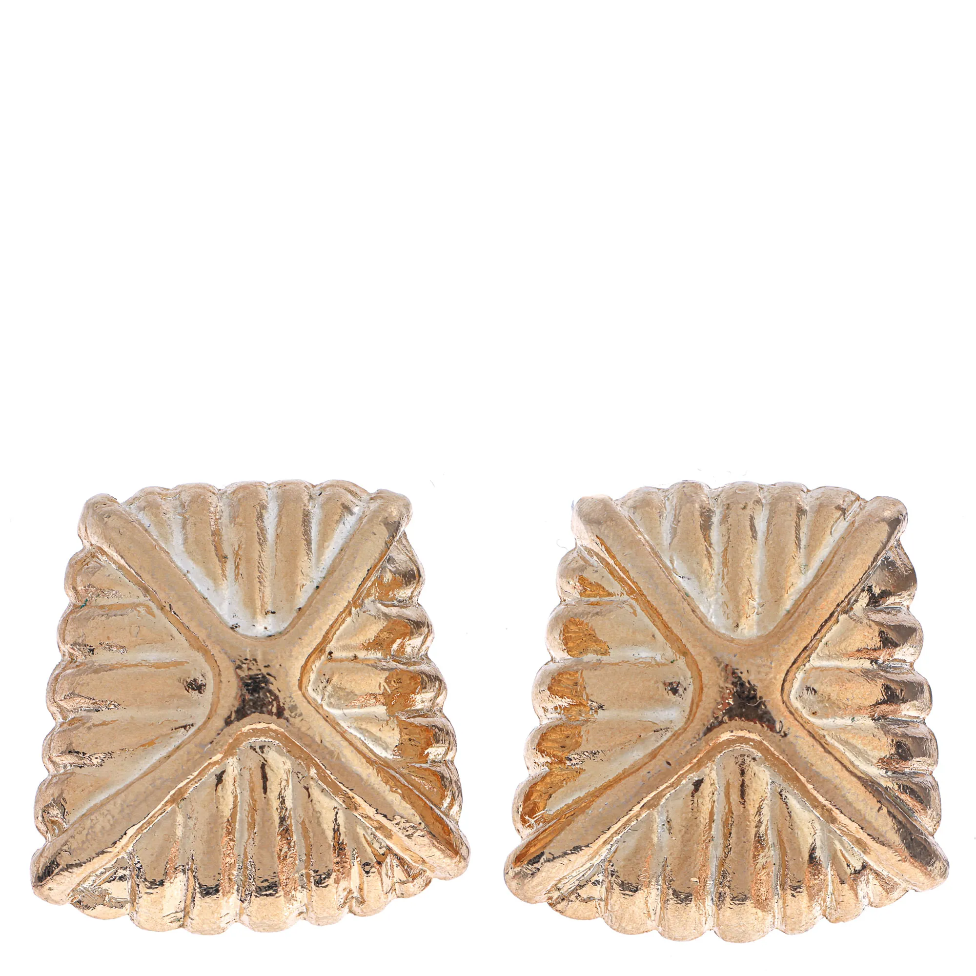 Brinco de Pressão Vintage Grande Forma Geométrica Dourado