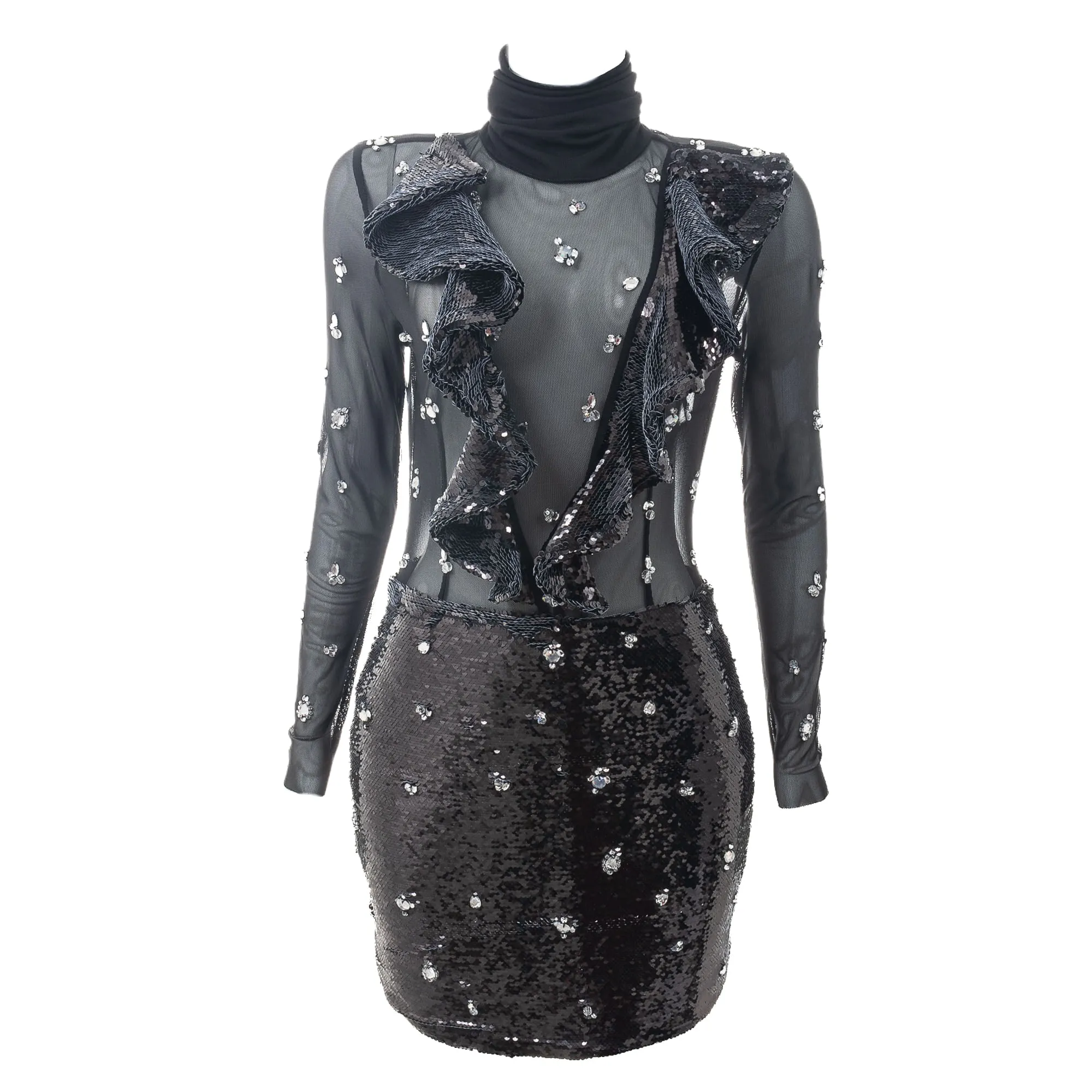 Vestido PatBo Paetês e Tule Preto