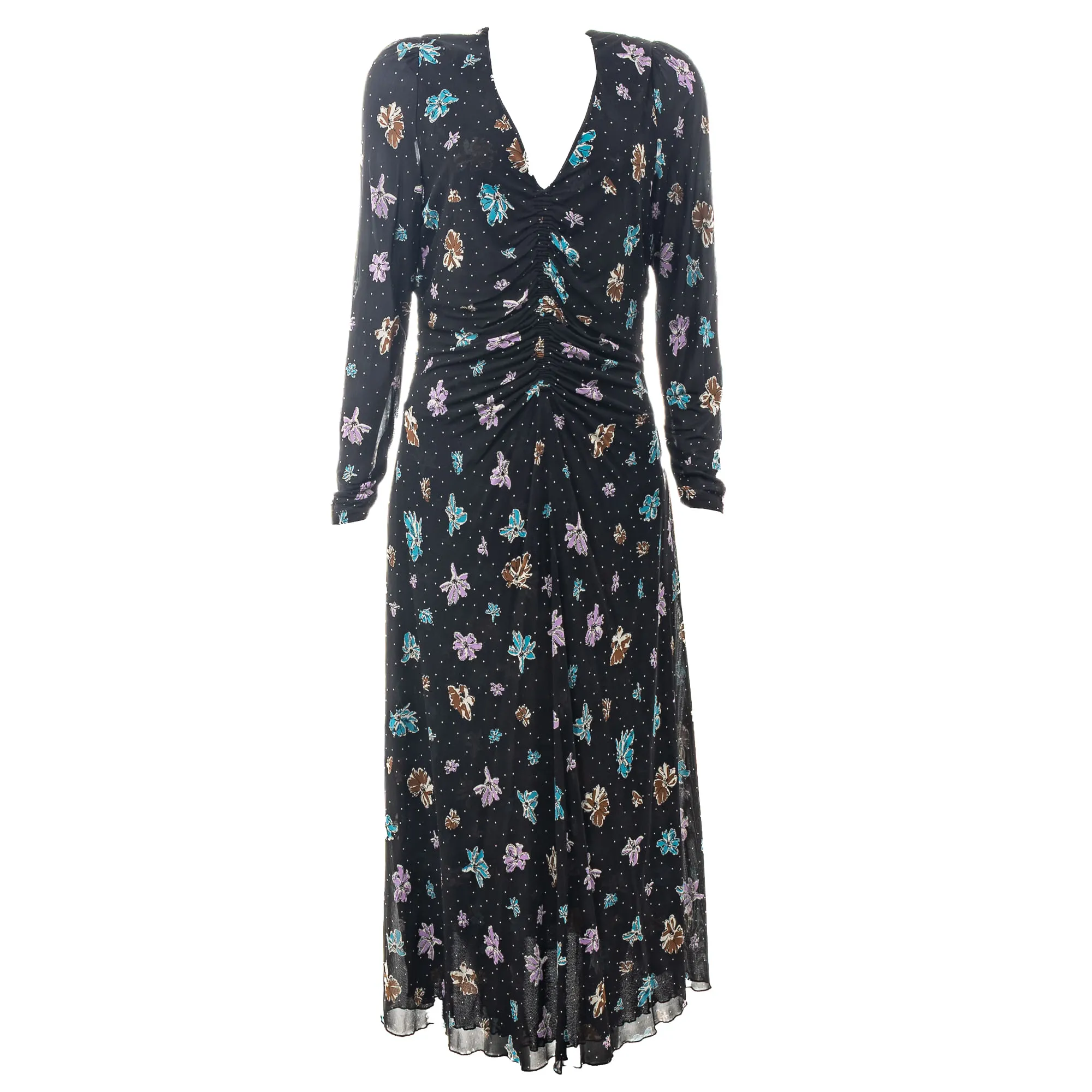 Vestido Diane Von Furstenberg Franzido Estampado Preto