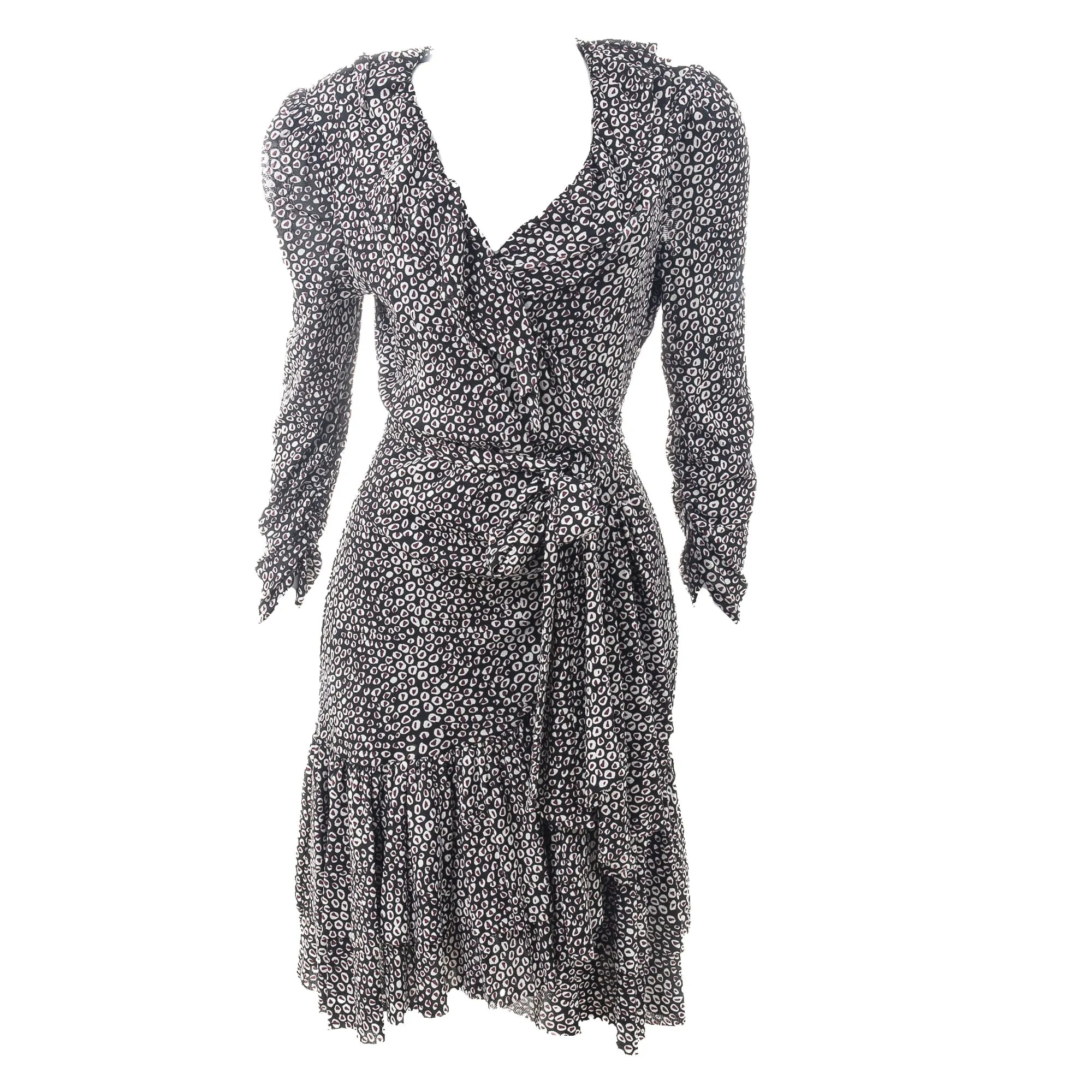 Vestido Diane Von Furstenberg Preto Branco e Marrom