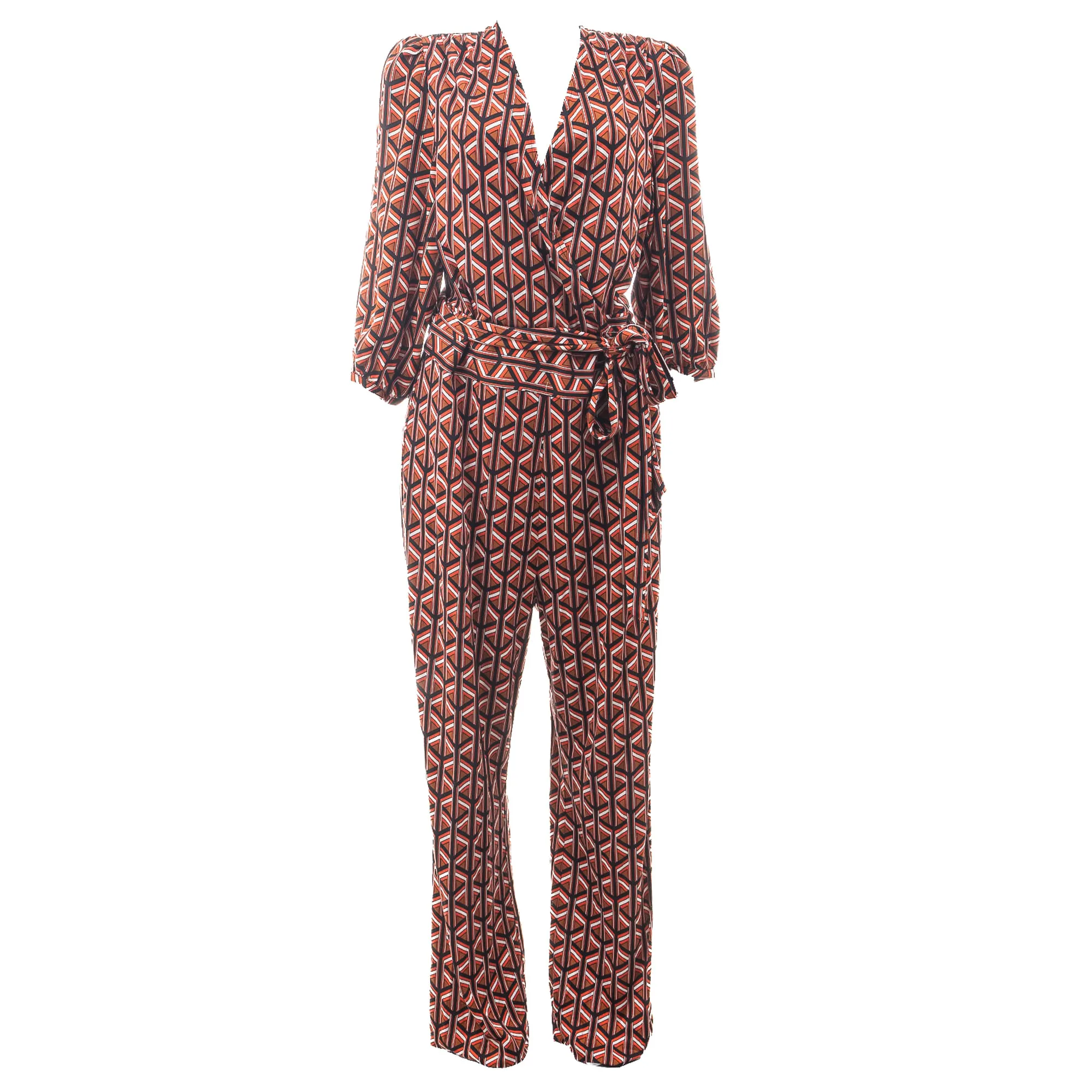 Macacão Diane Von Furstenberg Transpassado Longo Laranja