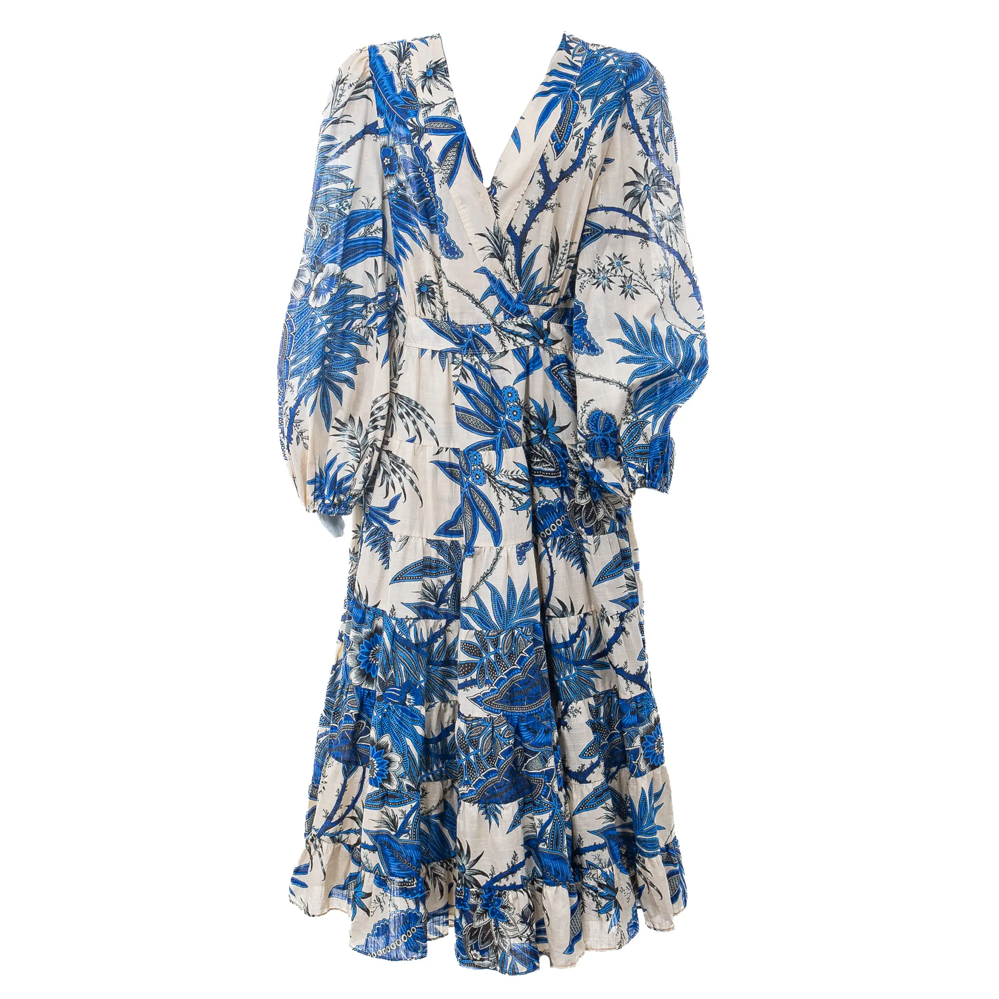 Vestido Transpassado Estampa Azul