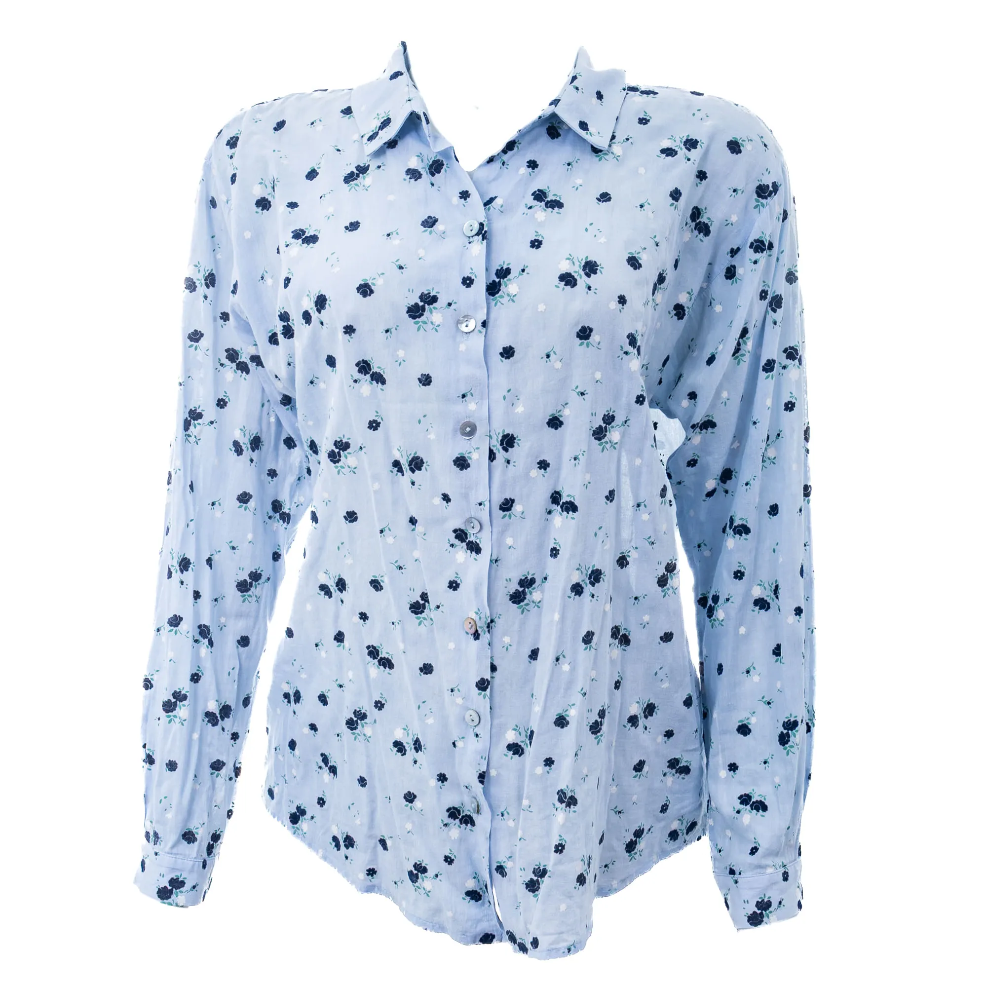 Camisa Cris Barros Estampa Flores Azul